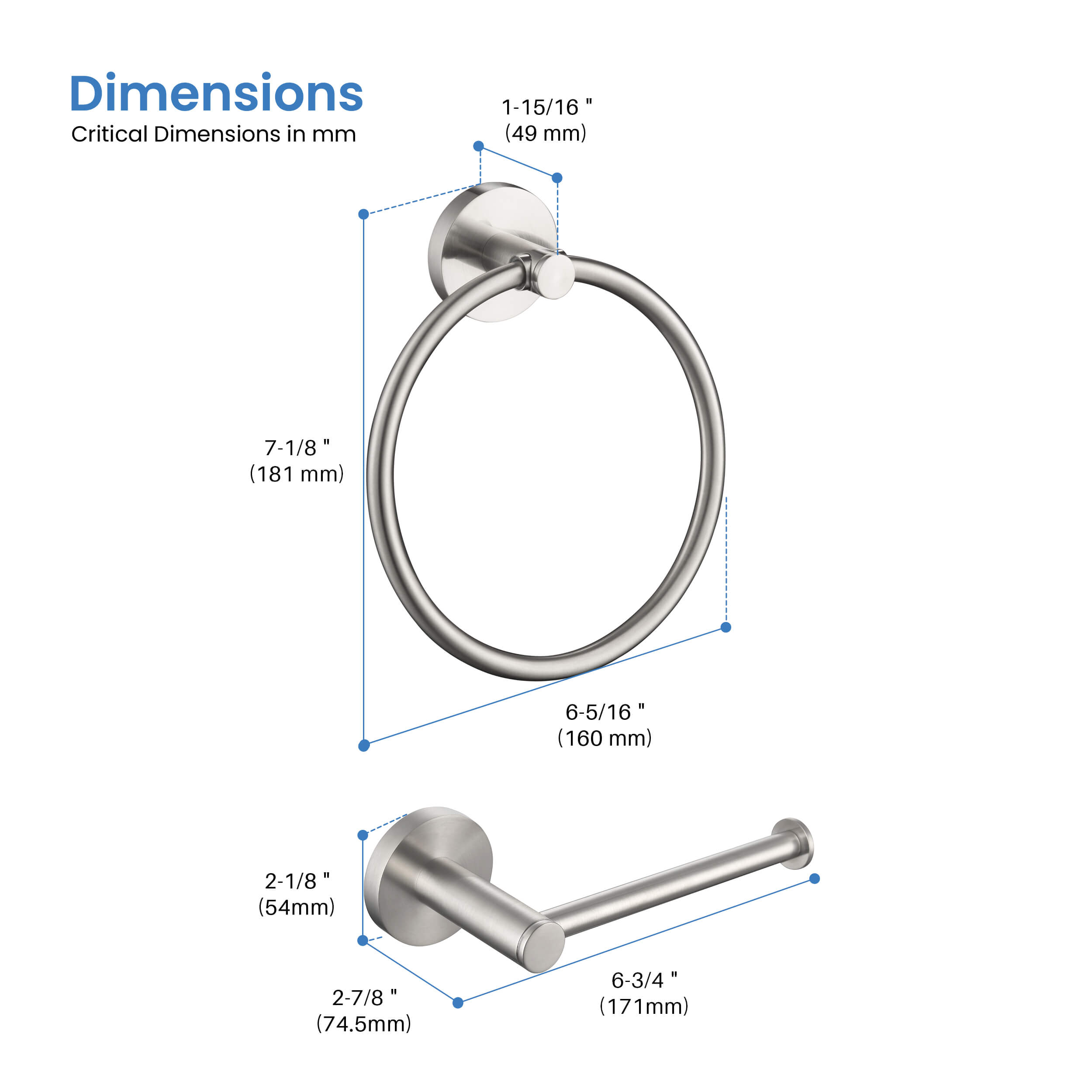 Halo 2-Piece Bathroom Hardware Set - C-CBA14-2-2