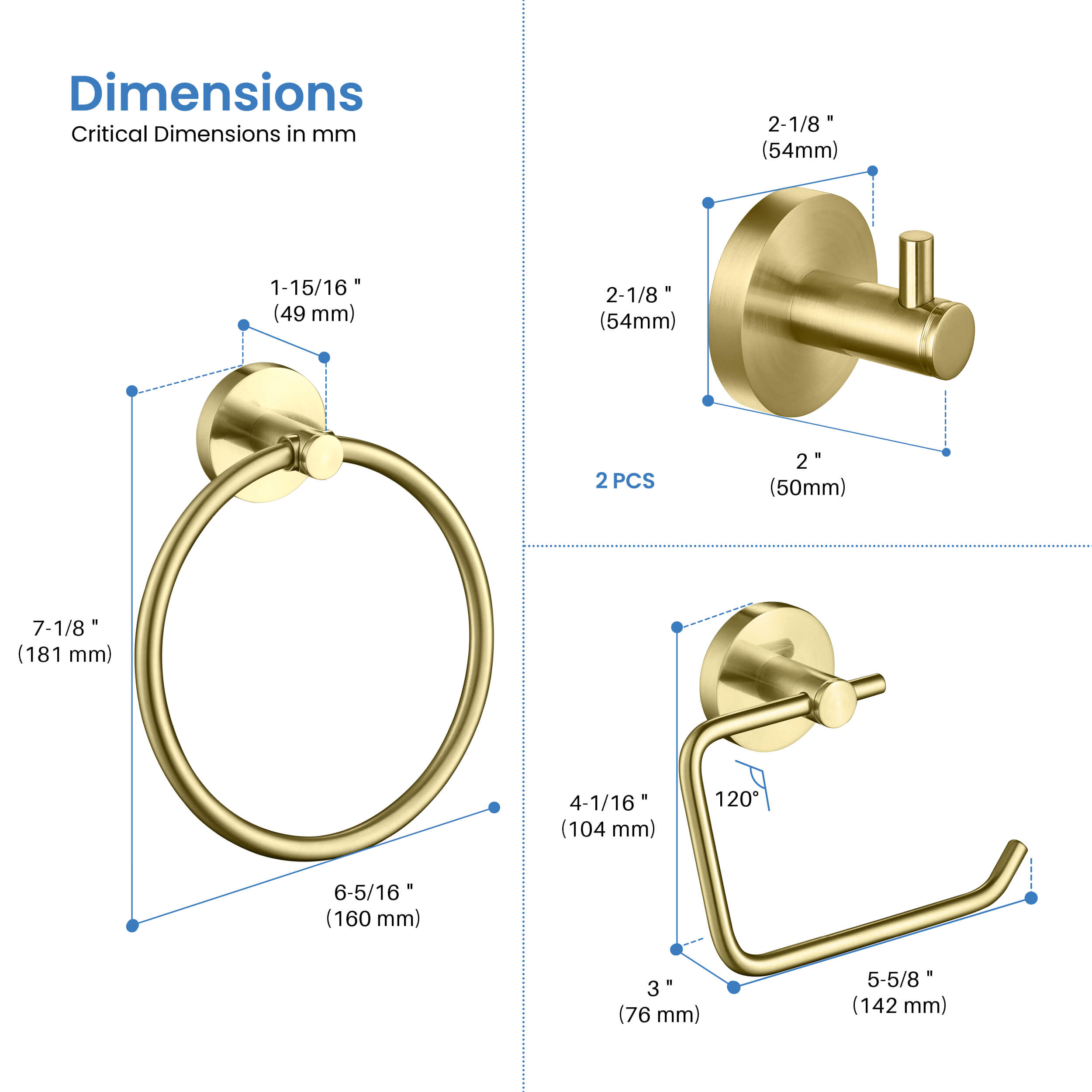 Halo 4-Piece Bathroom Hardware Set - C-CBA14-4-2