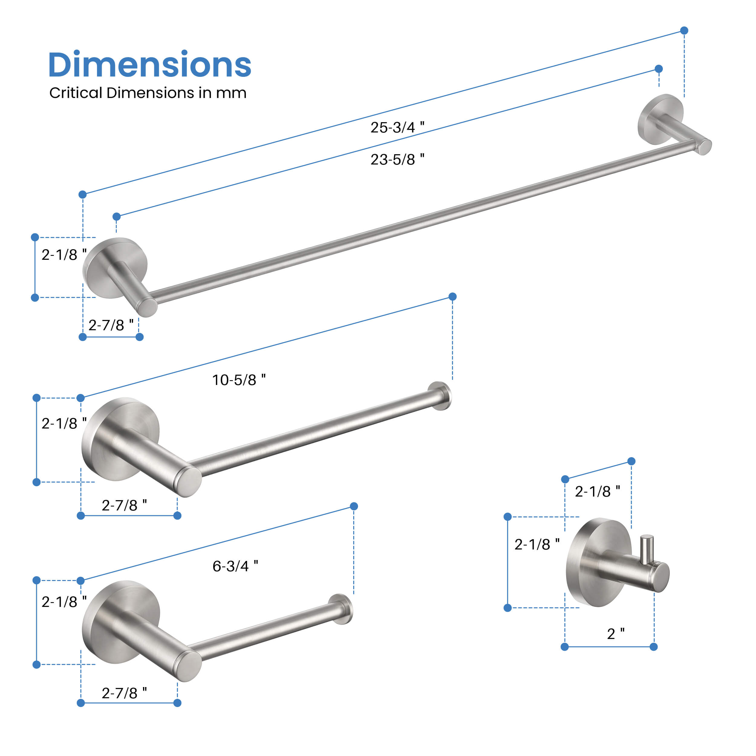 Halo 5-Piece Bathroom Hardware Set - C-CBA14-5