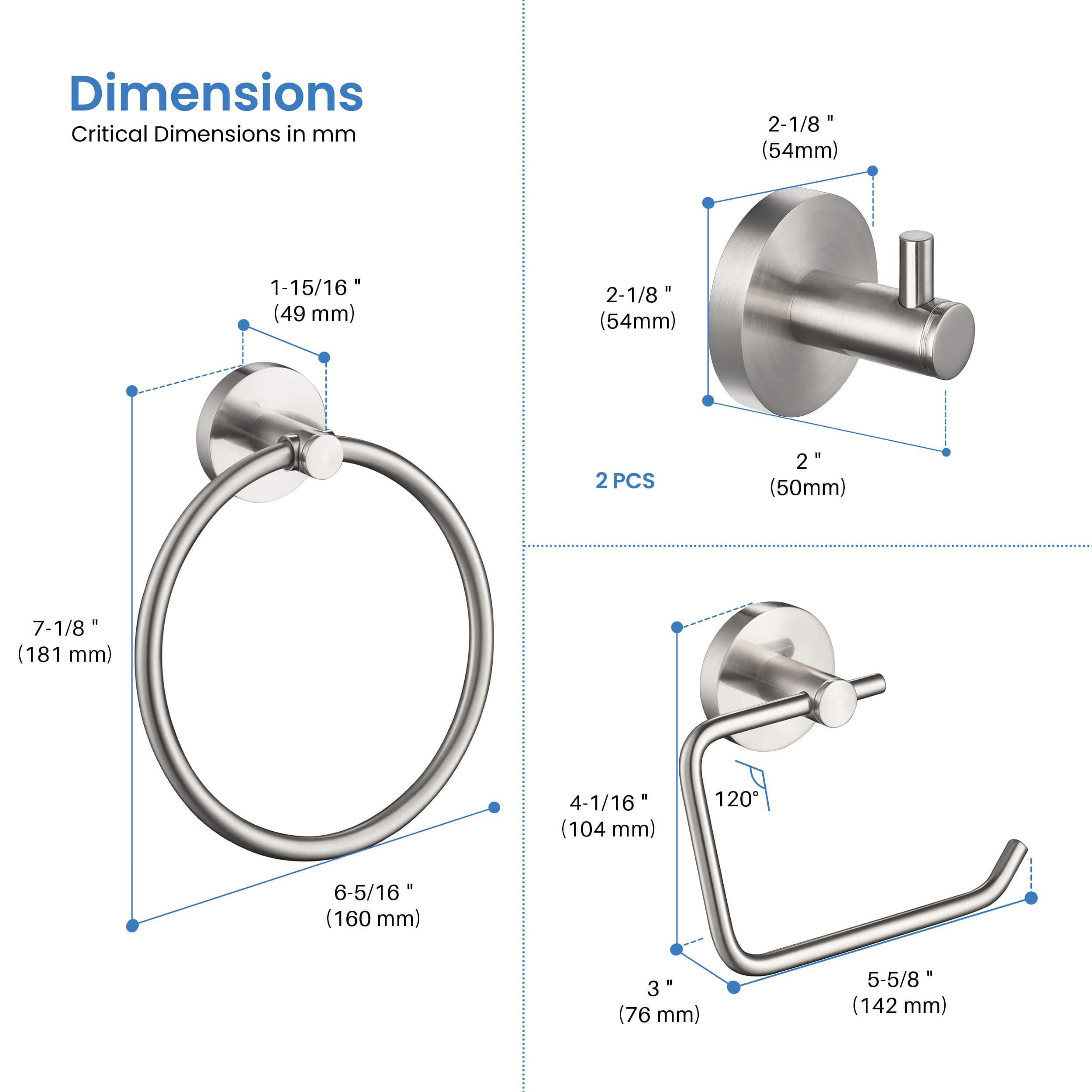 Halo 4-Piece Bathroom Hardware Set - C-CBA14-4-2