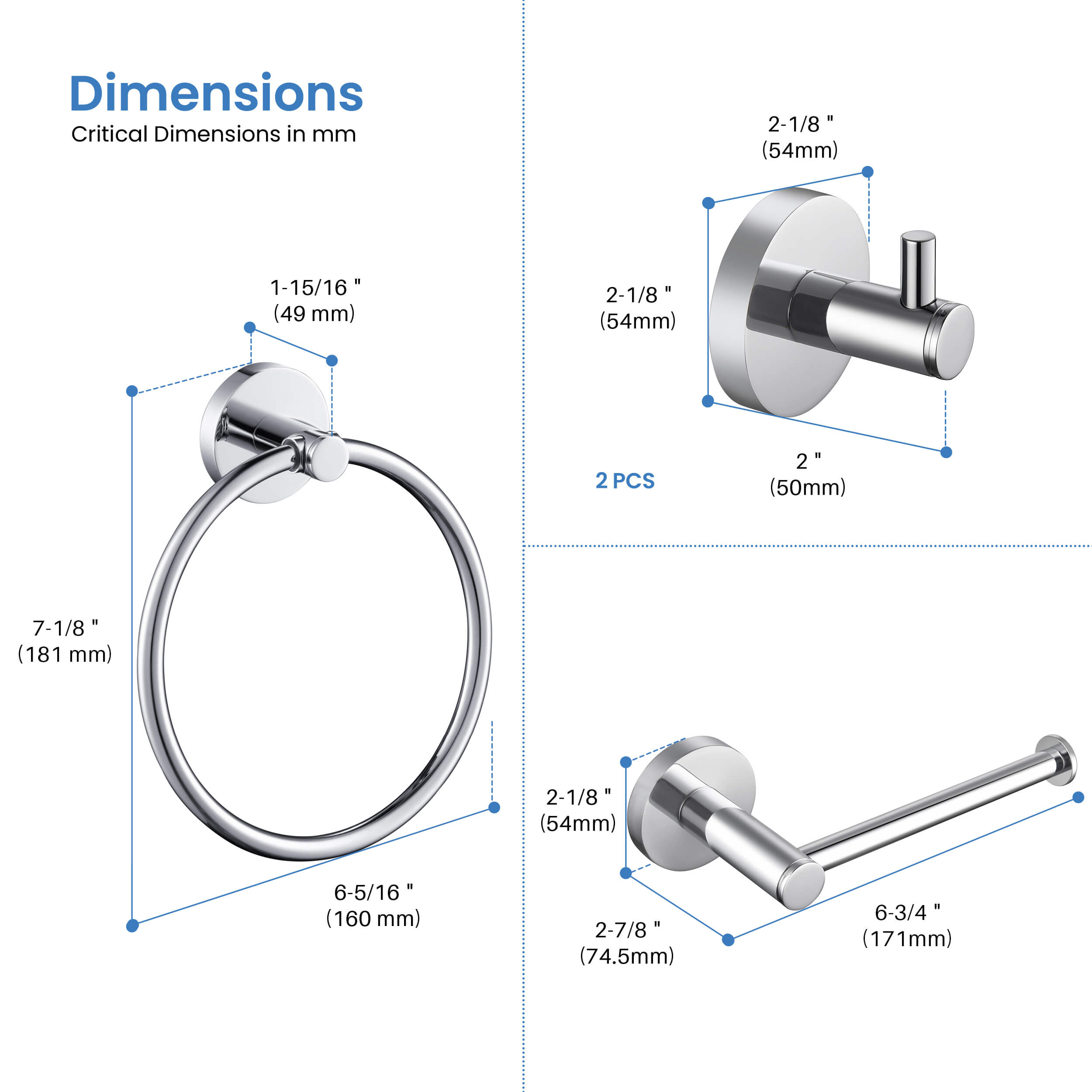 Halo 4-Piece Bathroom Hardware Set - C-CBA14-4-1