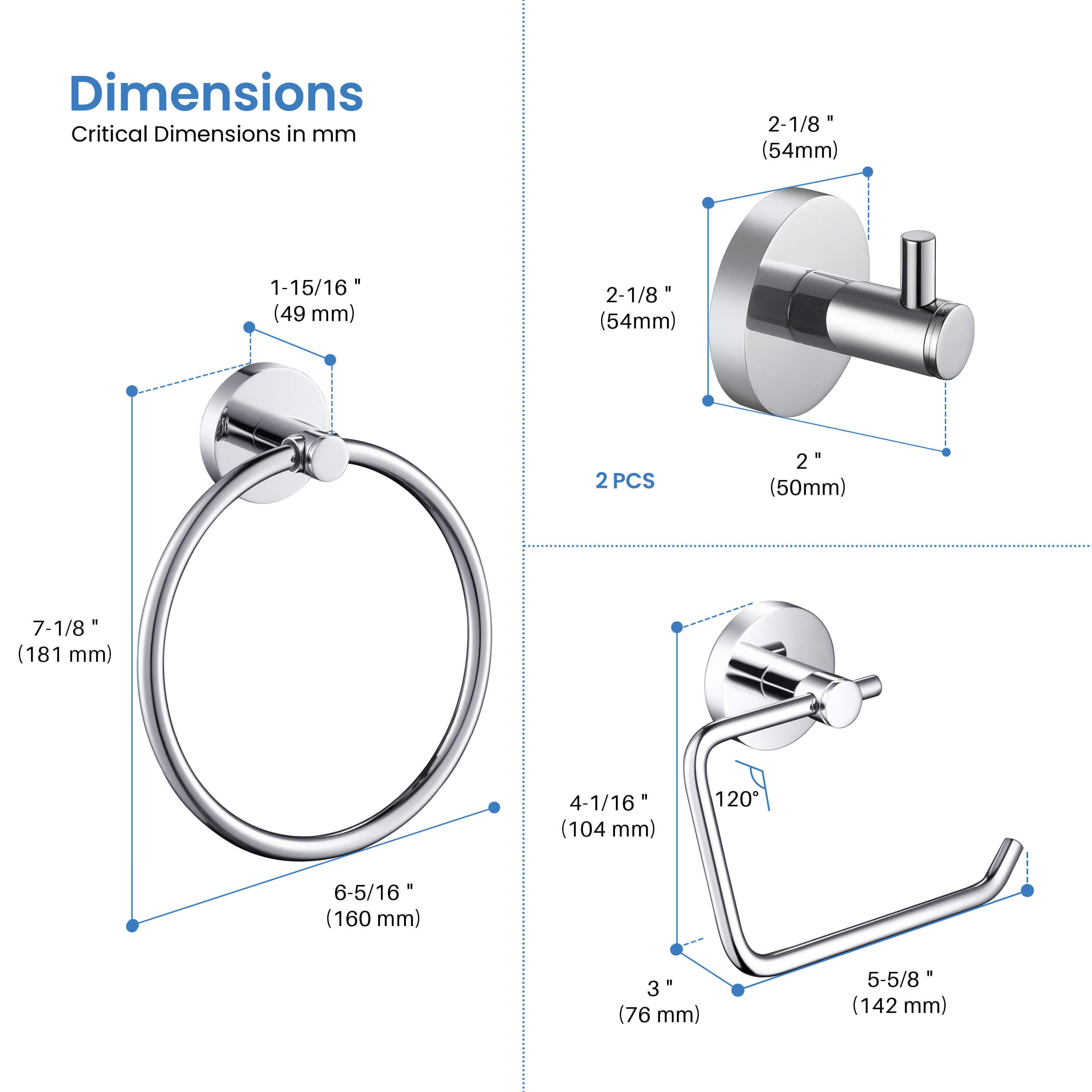 Halo 4-Piece Bathroom Hardware Set - C-CBA14-4-2