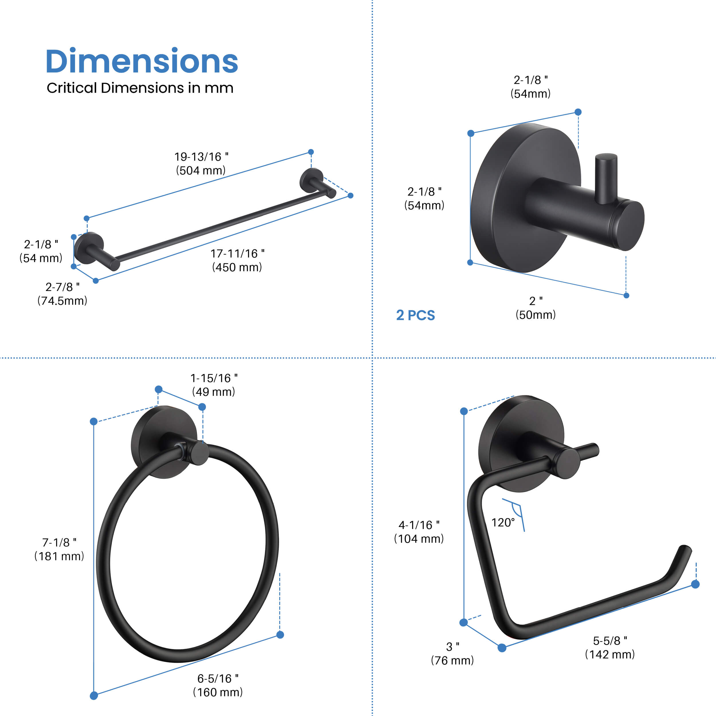 Halo 5-Piece Bathroom Hardware Set - C-CBA14-5-4