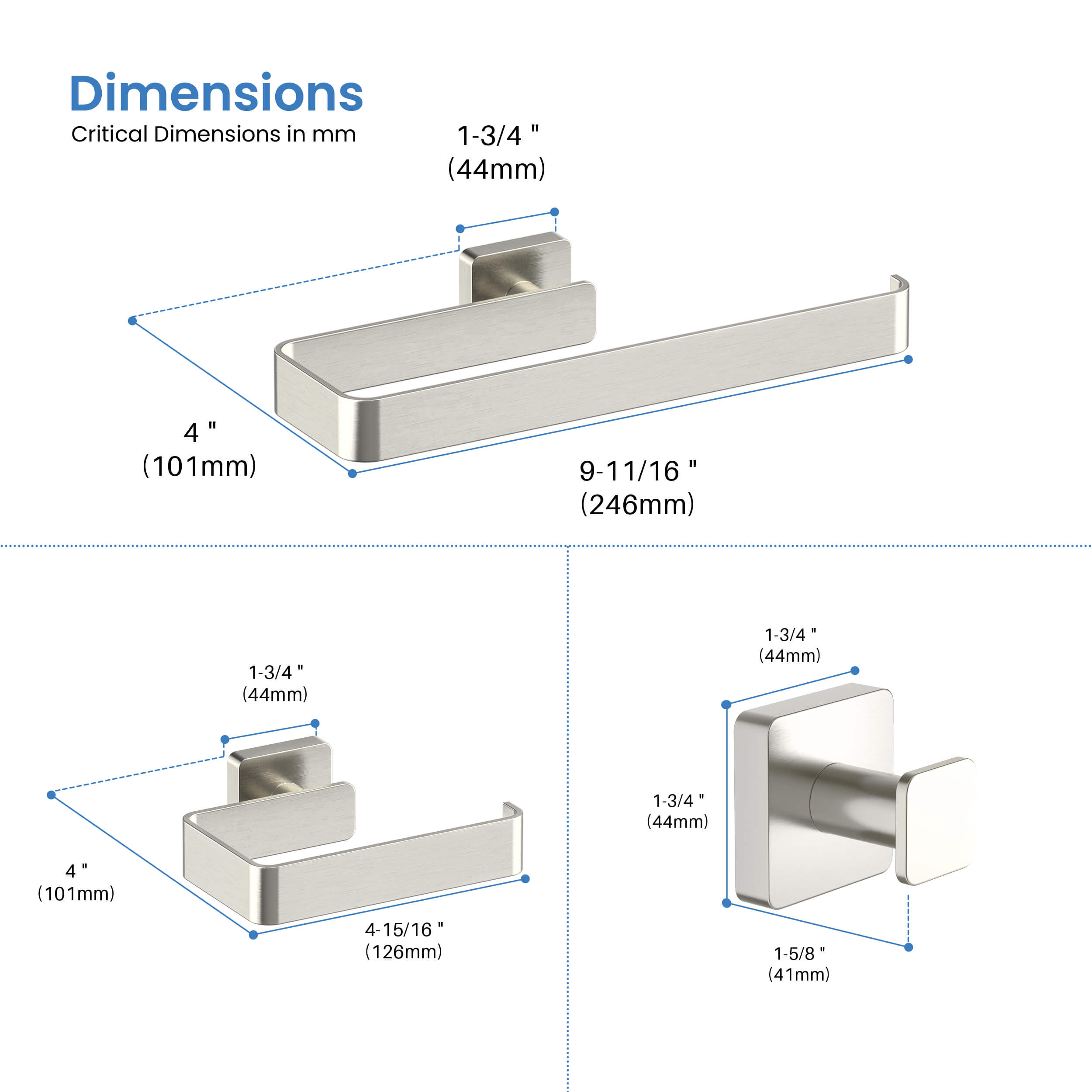 Fusion 4-Piece Bathroom Hardware Set - C-CBA16-4-1