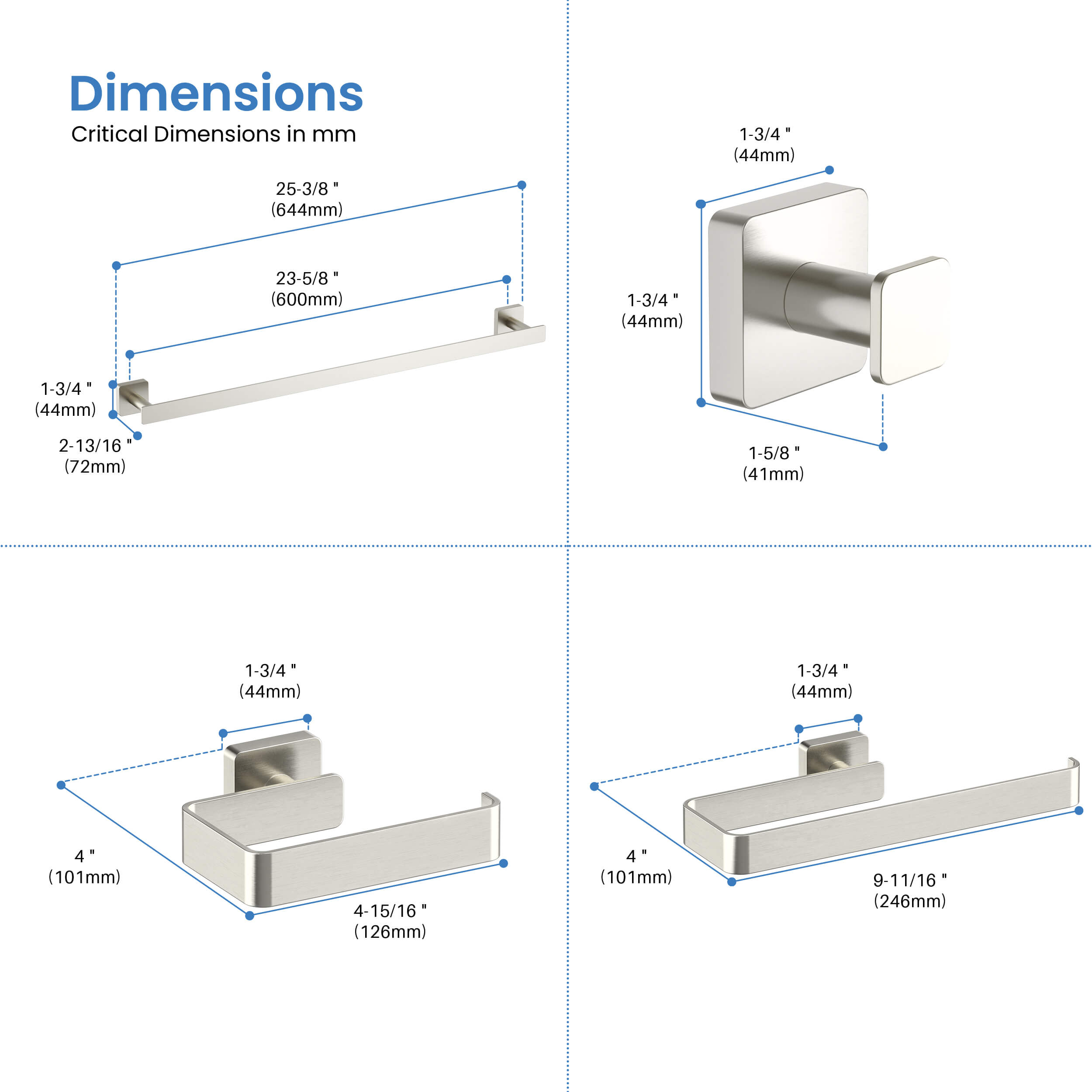 Fusion 4-Piece Bathroom Hardware Set - C-CBA16-4