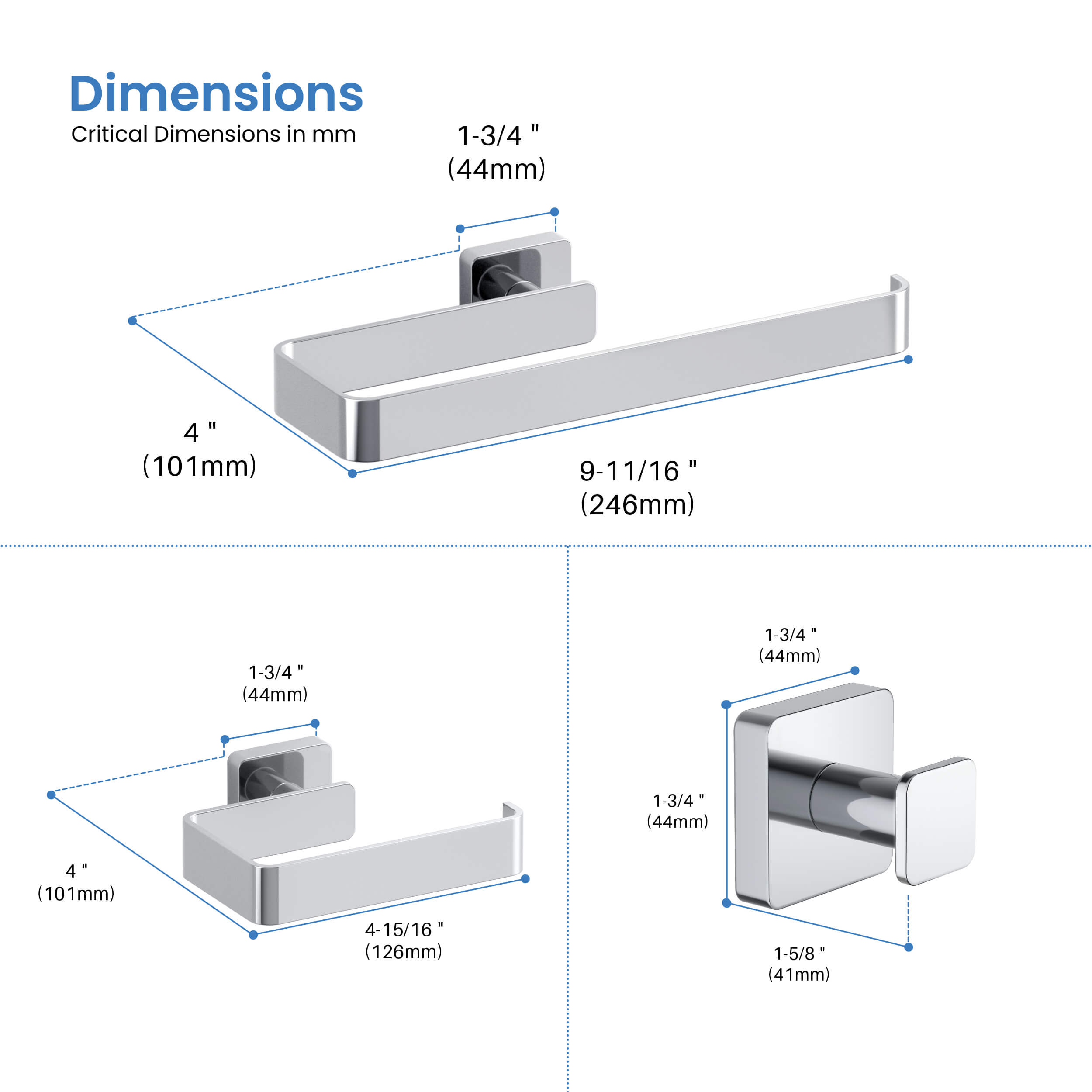 Fusion 4-Piece Bathroom Hardware Set - C-CBA16-4-1