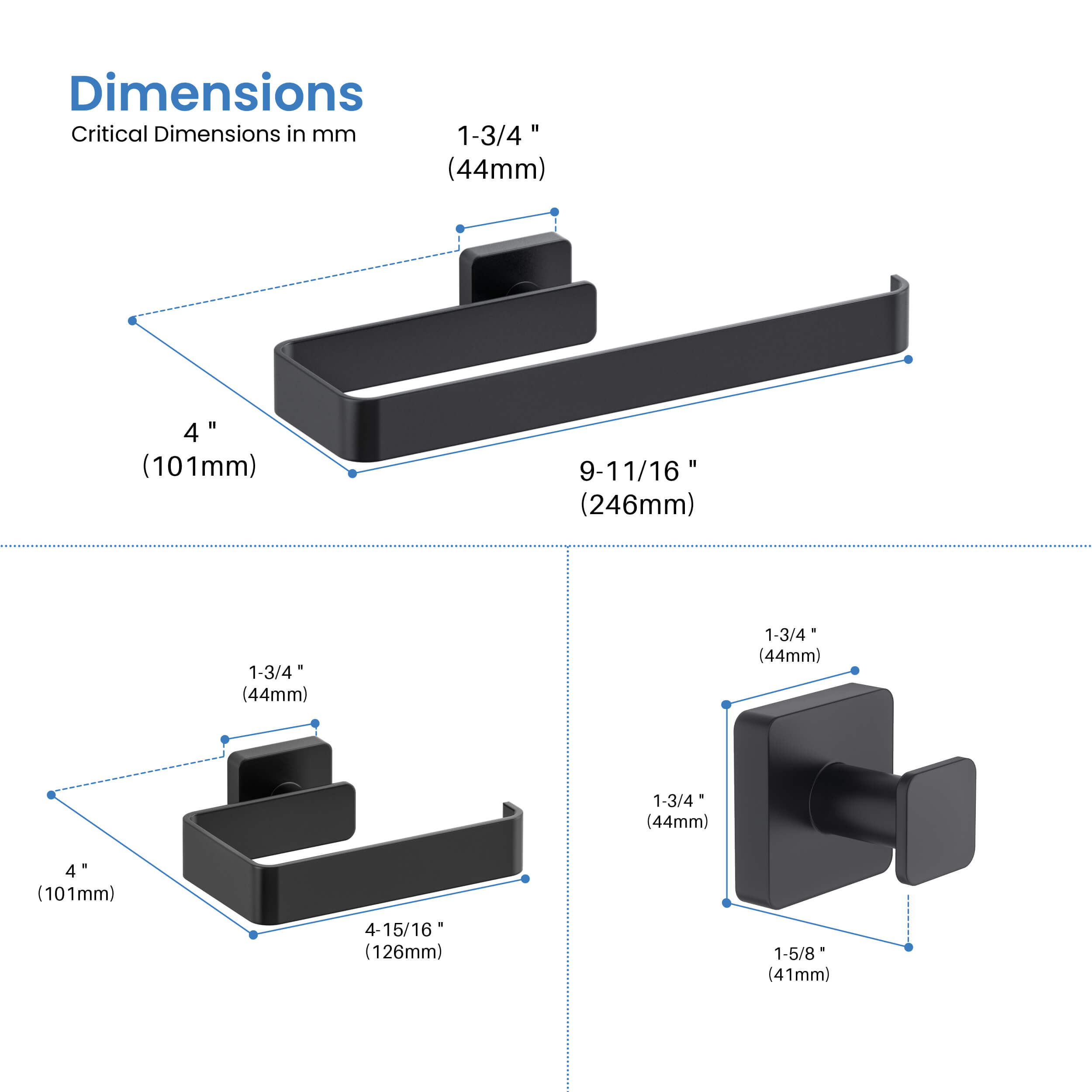 Fusion 4-Piece Bathroom Hardware Set - C-CBA16-4-1