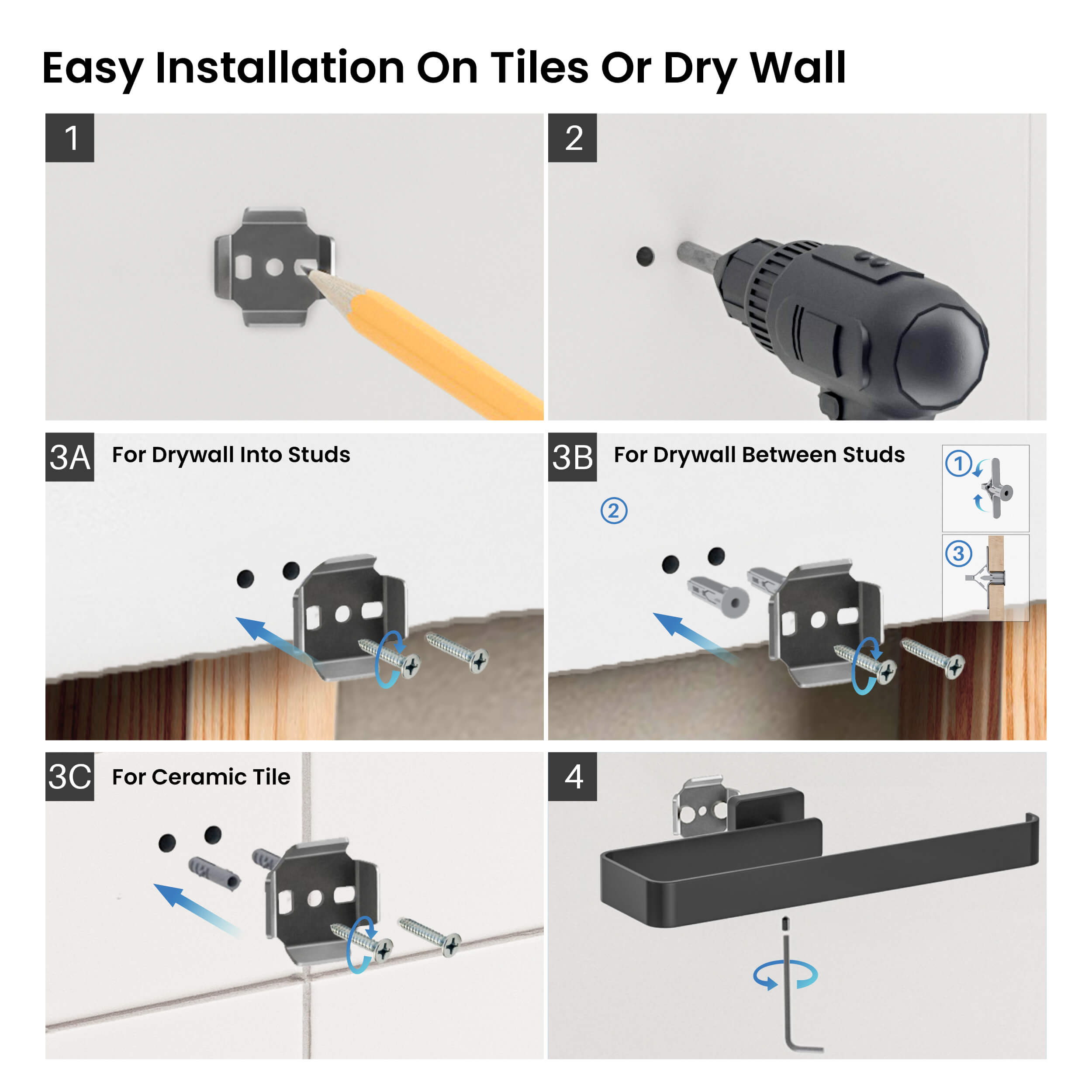 Fusion 4-Piece Bathroom Hardware Set - C-CBA16-4-1