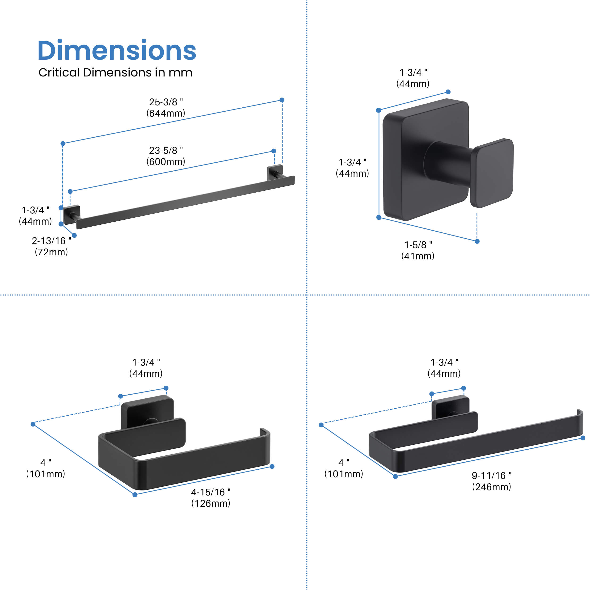 Fusion 4-Piece Bathroom Hardware Set - C-CBA16-4