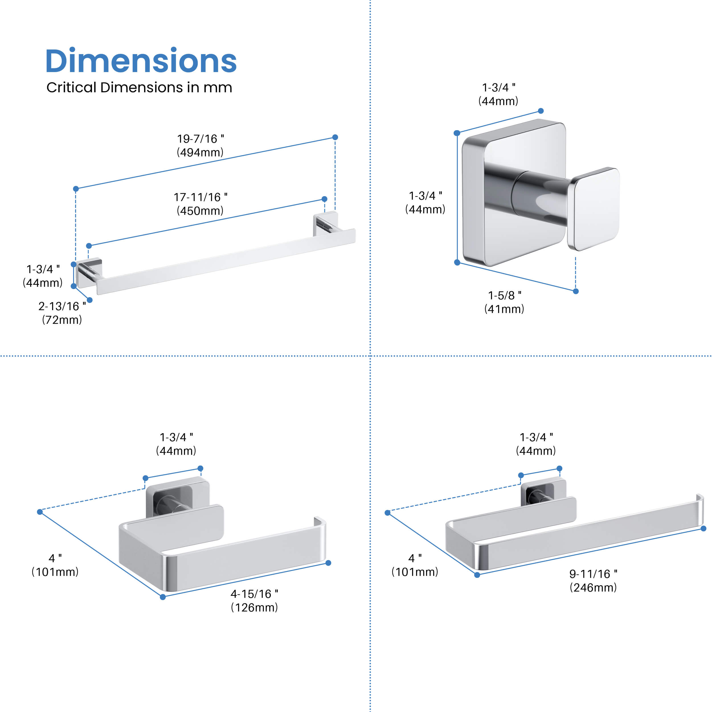 Fusion 5-Piece Bathroom Hardware Set - C-CBA16-5-1