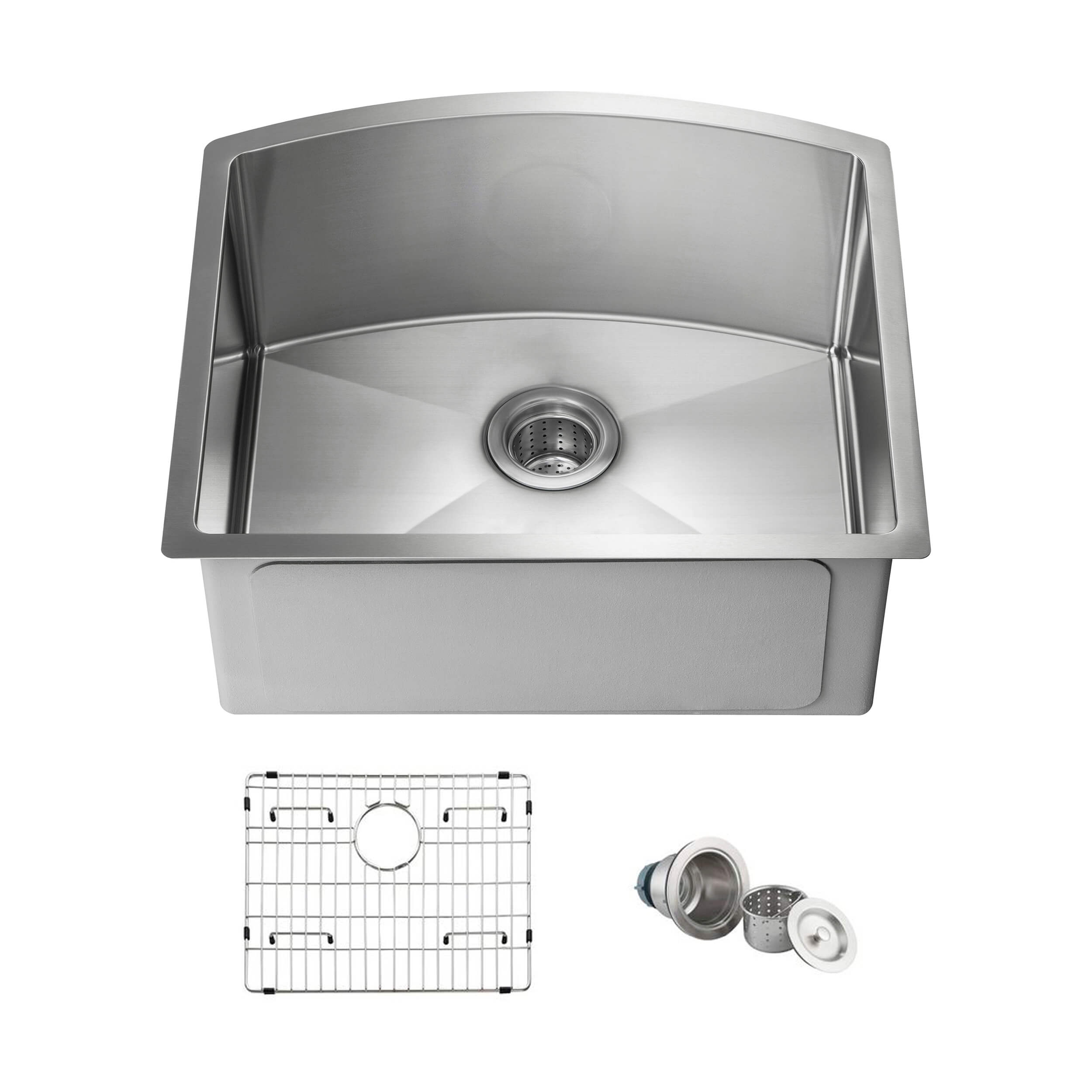 22" Handcrafted Undermount Single Bowl 16 gauge Stainless Steel D Shape Kitchen Sink - C1-22SD