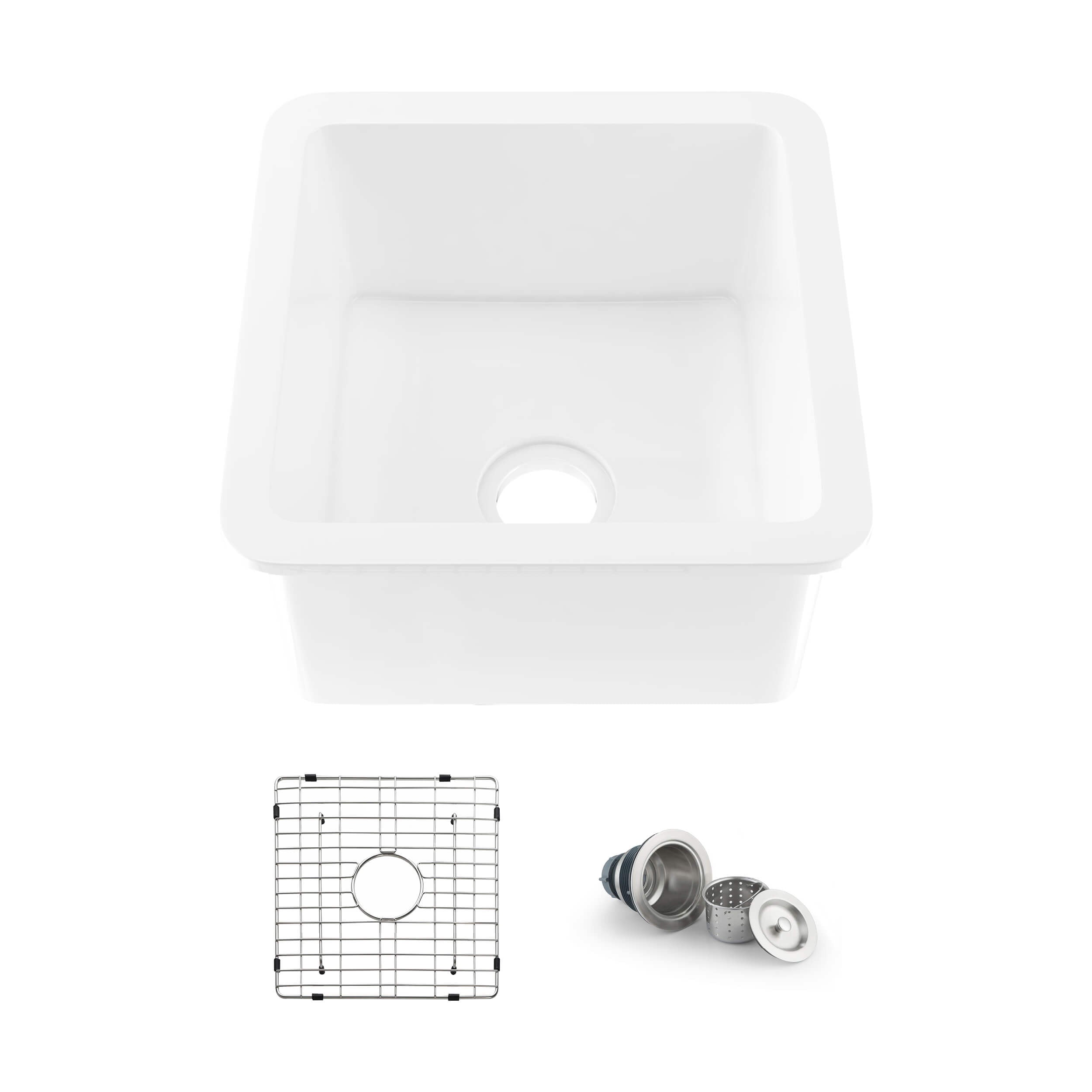 Nova 18" Fireclay Single Bowl Kitchen Undermount Sink - C2-18SQ