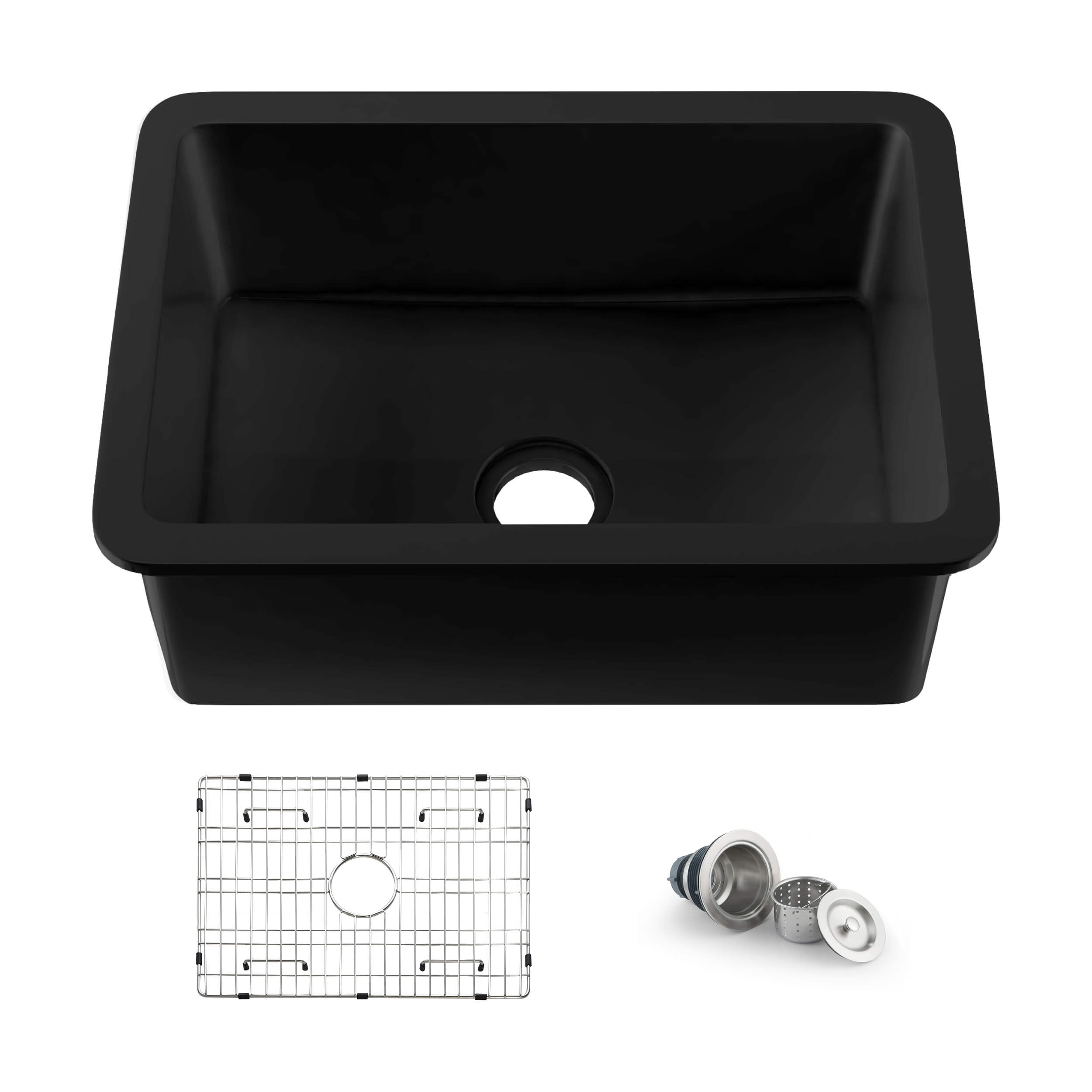 Nova 27" Matte Black Fireclay Single Bowl Kitchen Undermount Sink - C2-27SMB