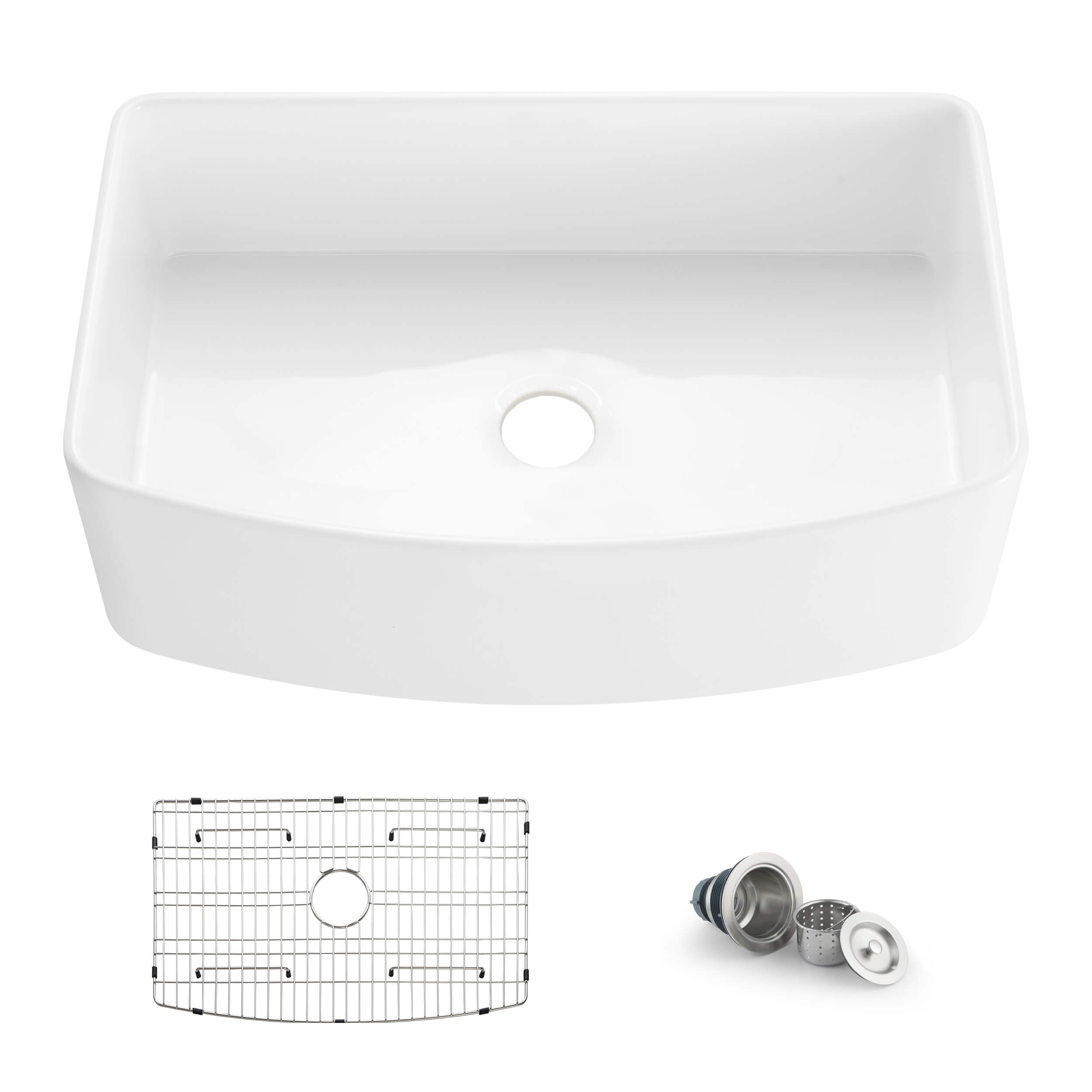 Nova 33" Curved Apron Front Fireclay Farmhouse Kitchen Sink - C2-33SFC