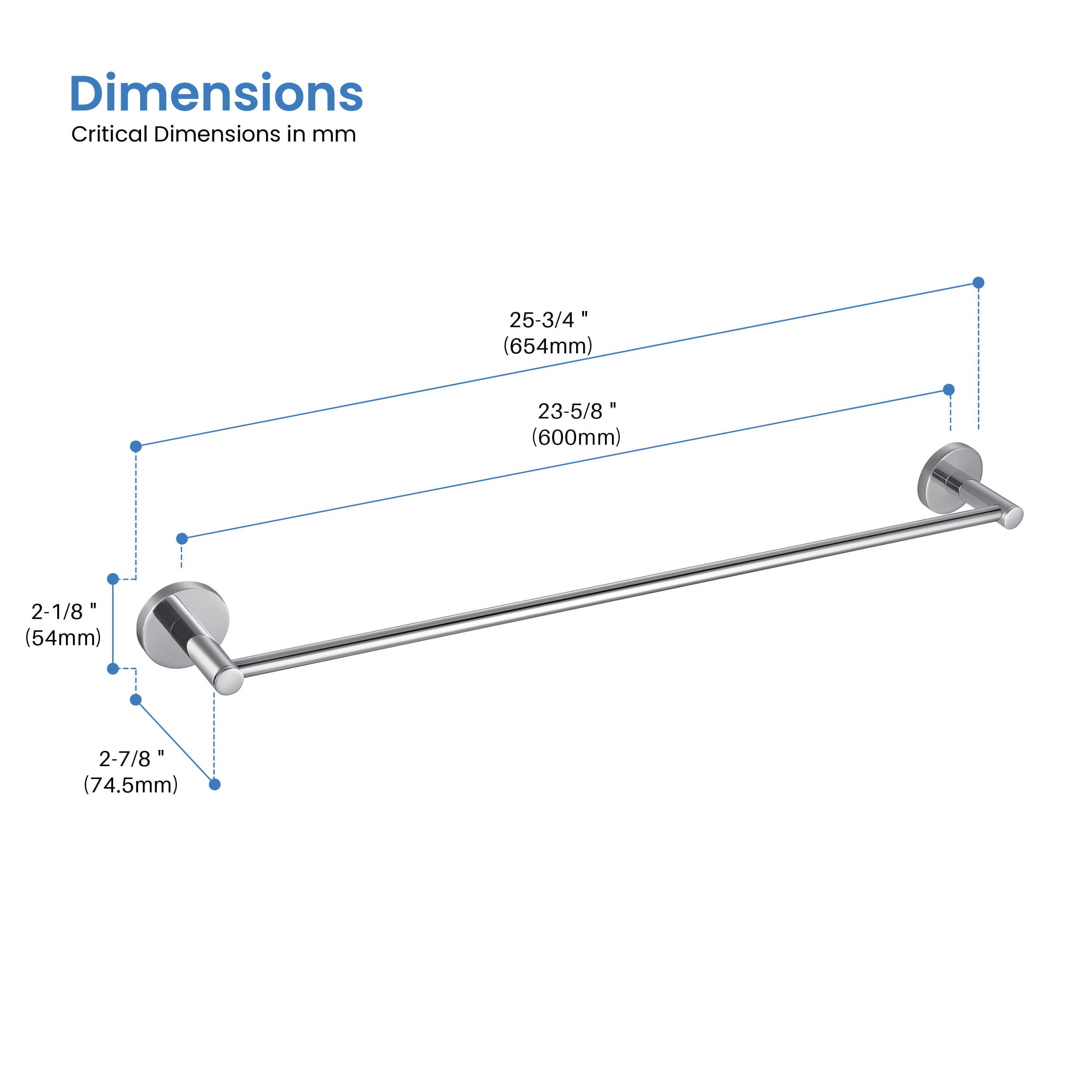 Halo 24 inch Bathroom Towel Bar - CBA-1404