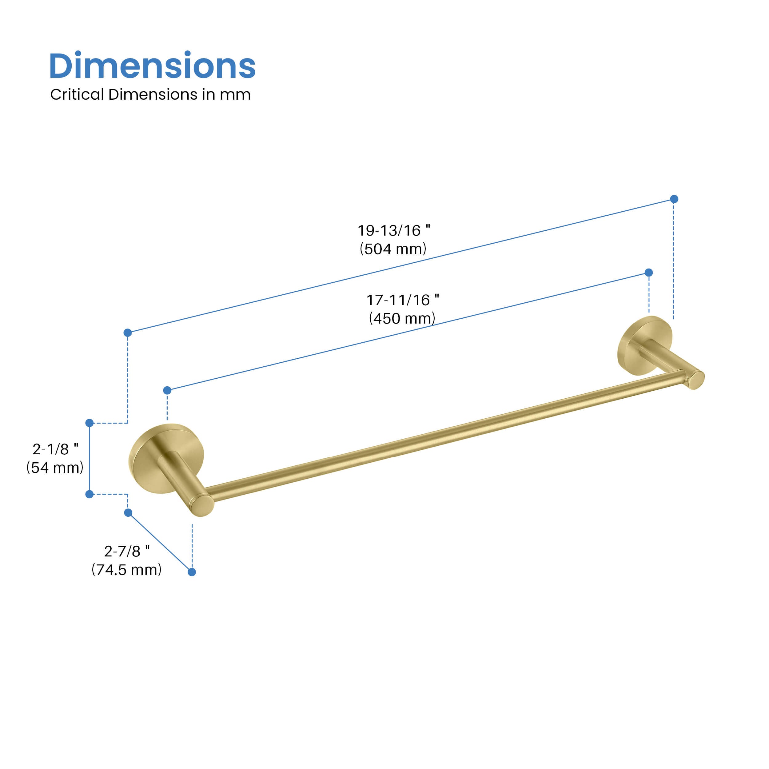 Halo Bathroom 18" Towel Bar - CBA-1407