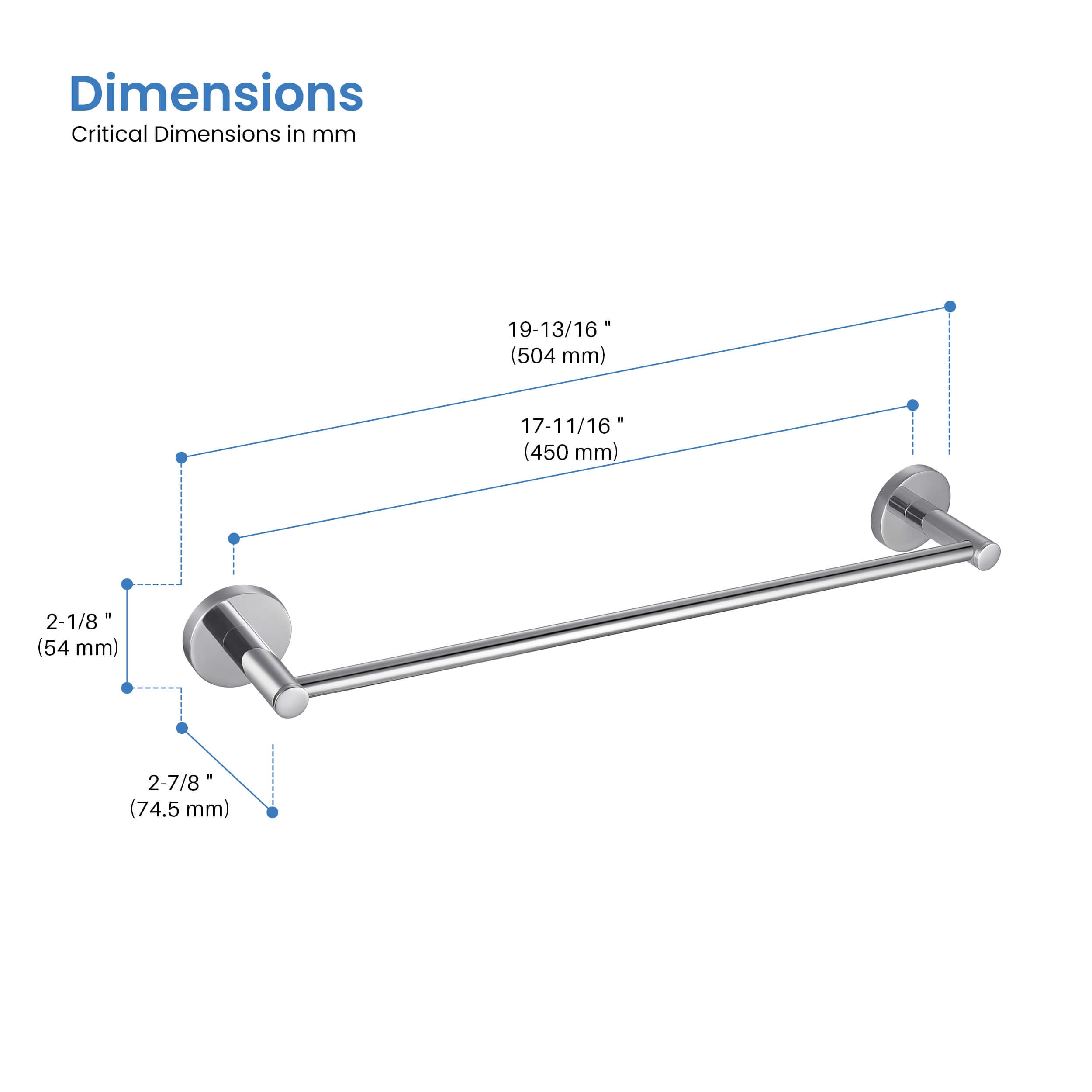 Halo Bathroom 18" Towel Bar - CBA-1407