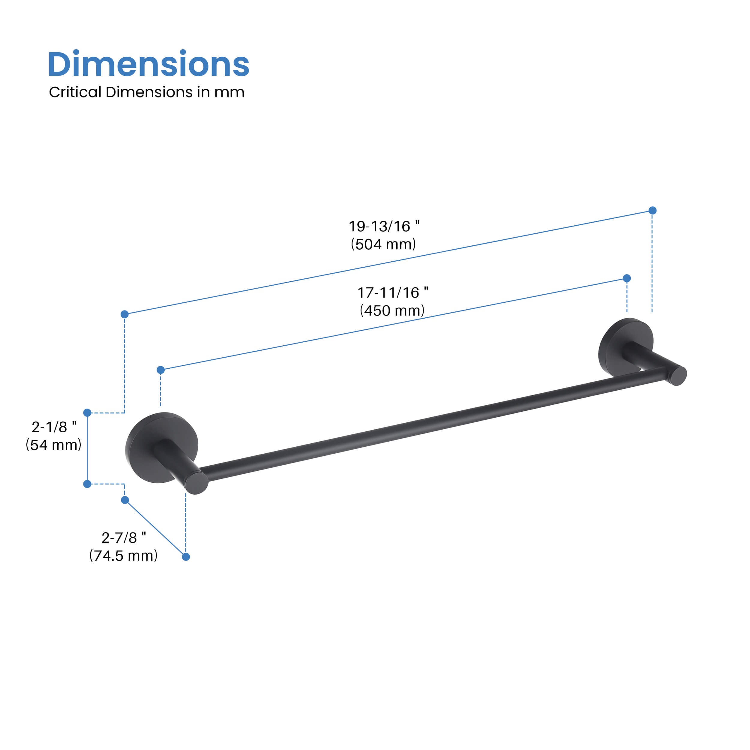 Halo Bathroom 18" Towel Bar - CBA-1407