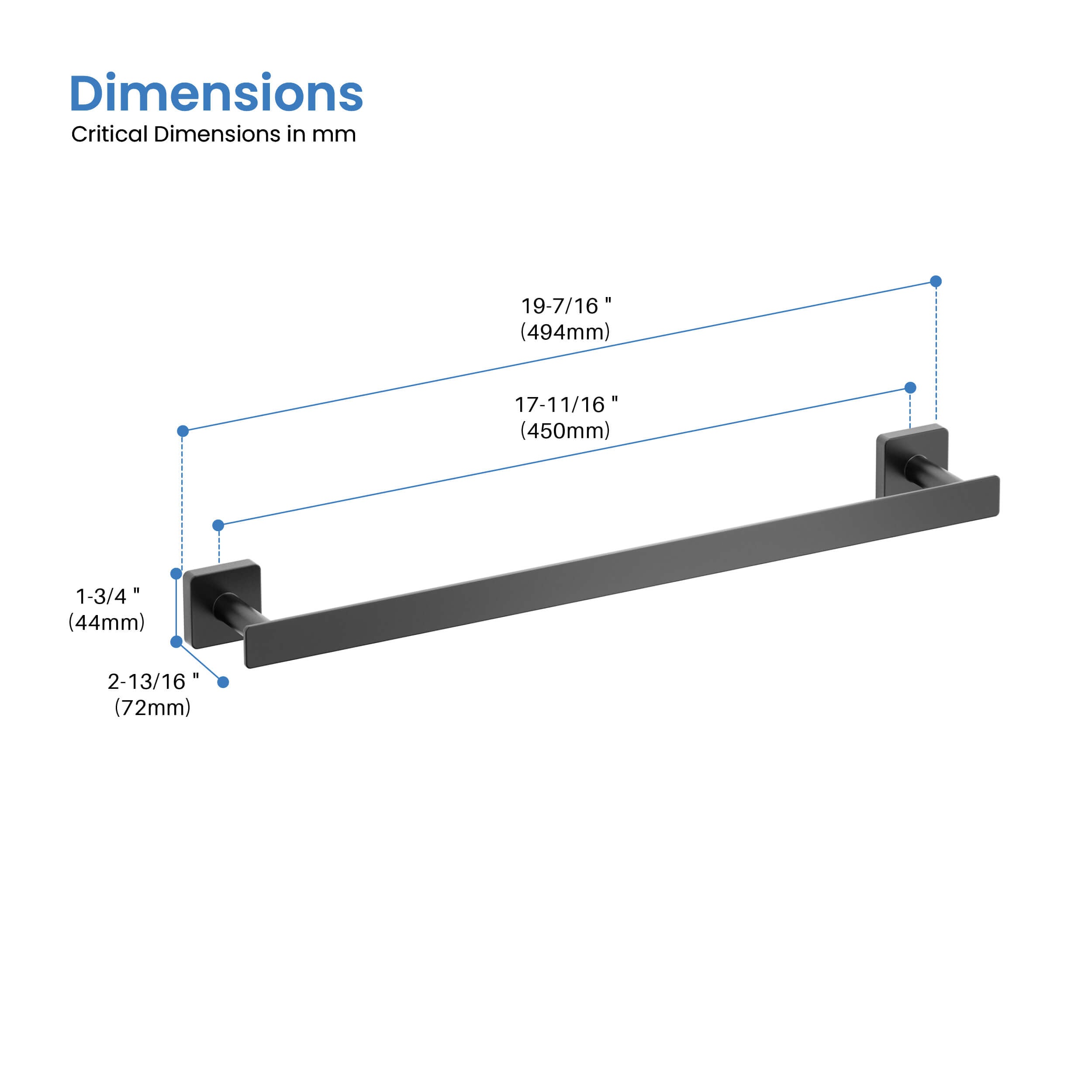 Fusion 18 inch Bathroom Towel Bar - CBA-1605