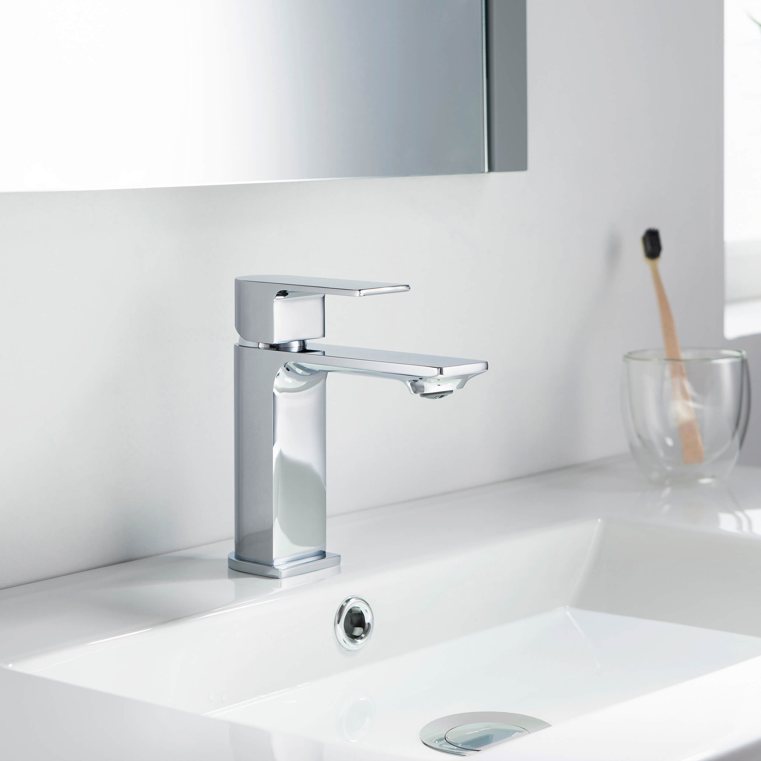 Aurora Single Handle Bathroom Vanity Sink Faucet with Pop Up Drain CBF-1001