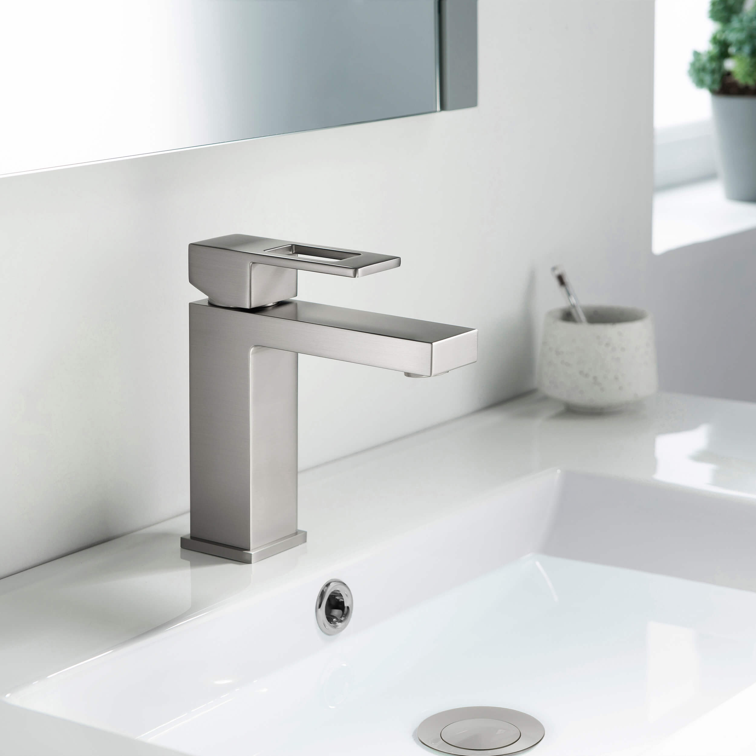 Quadra Single Handle Bathroom Vanity Sink Faucet with Pop Up Drain - CBF-1002