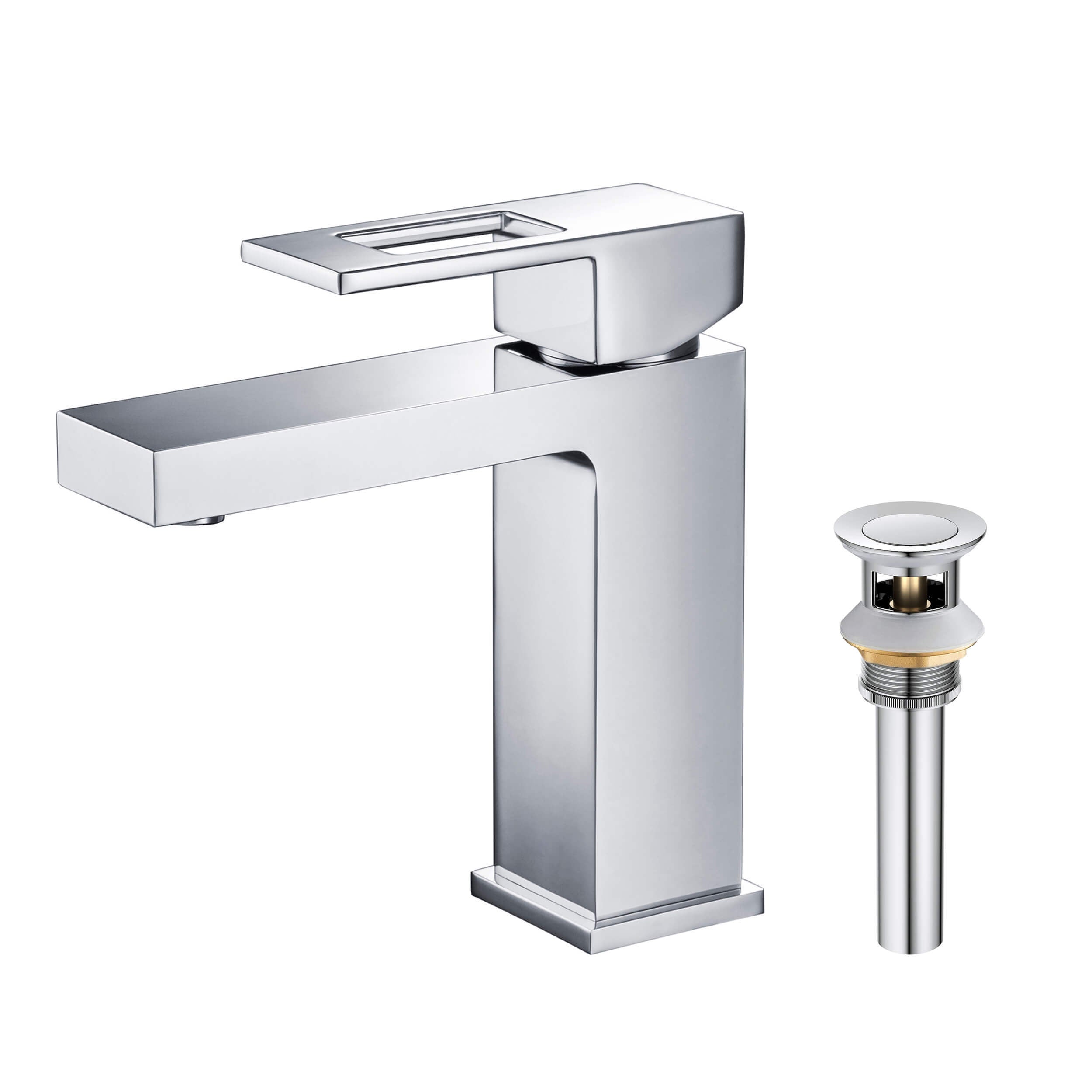 Quadra Single Handle Bathroom Vanity Sink Faucet with Pop Up Drain - CBF-1002