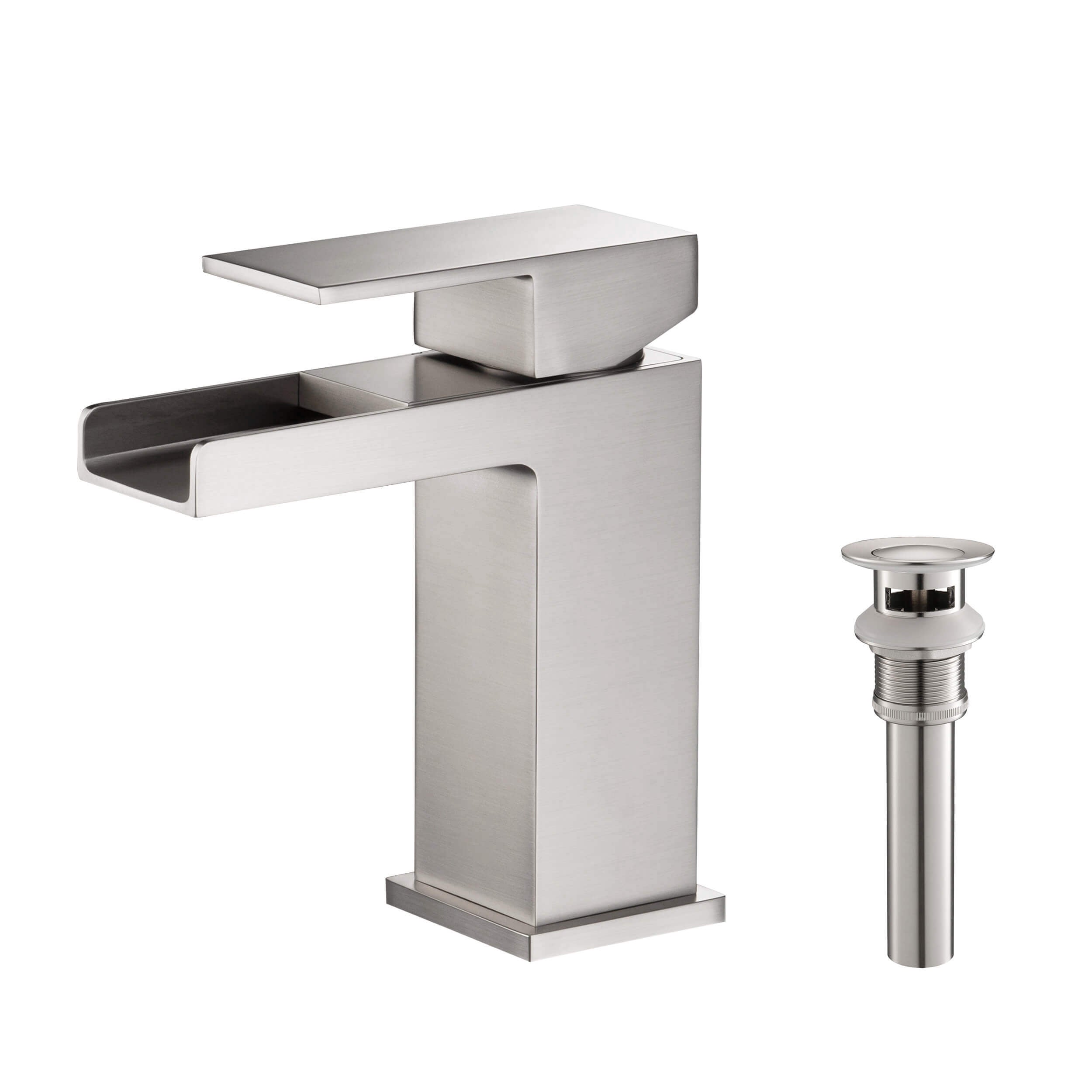 Quadra Waterfall Single Handle Bathroom Vanity Sink Faucet with Pop Up Drain - CBF-1004