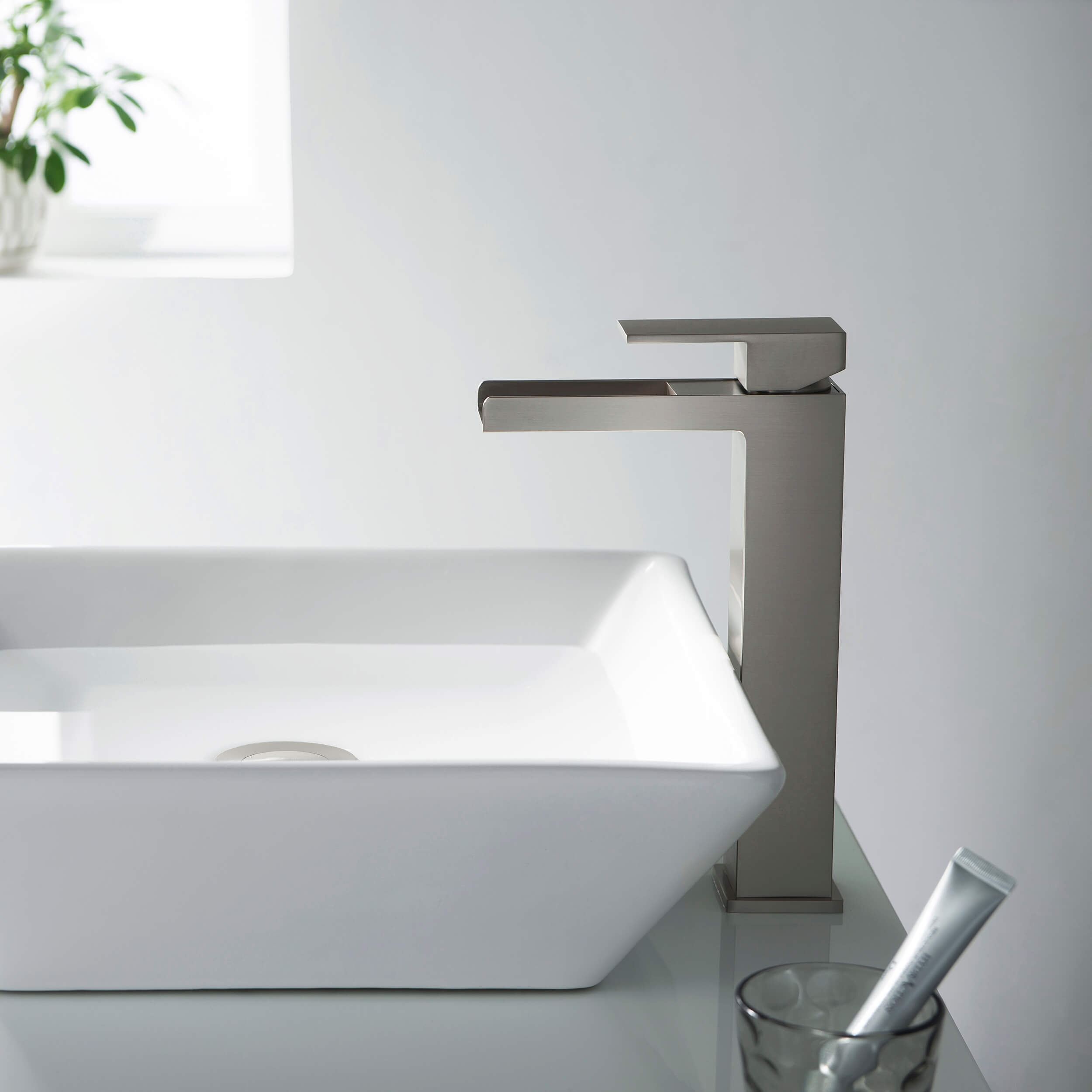 Quadra Waterfall Single Handle Bathroom Vessel Sink Faucet with Pop Up Drain - CBF-1005