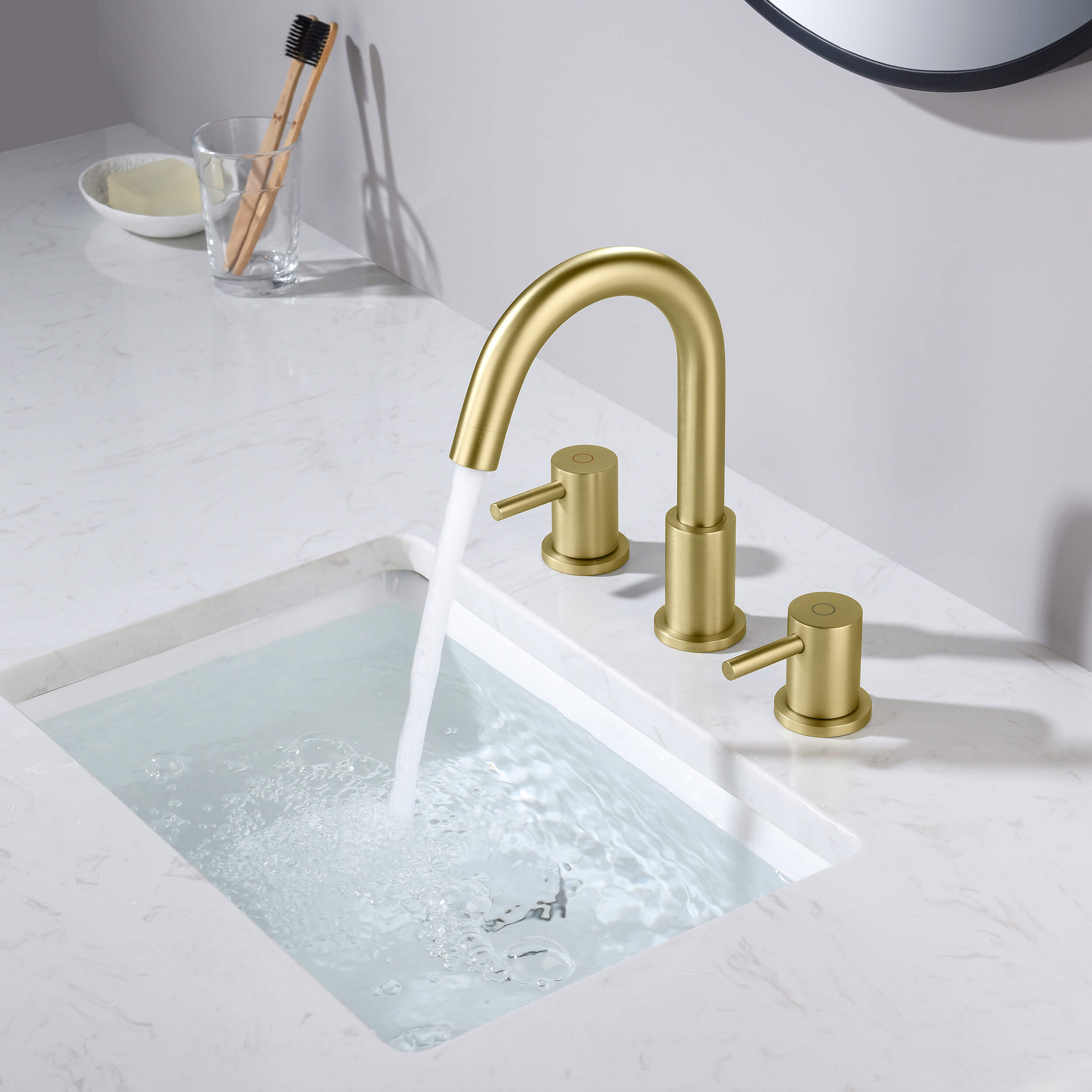 Halo 8" Widespread Bathroom Sink Faucet with Drain Assembly - CBF-1016