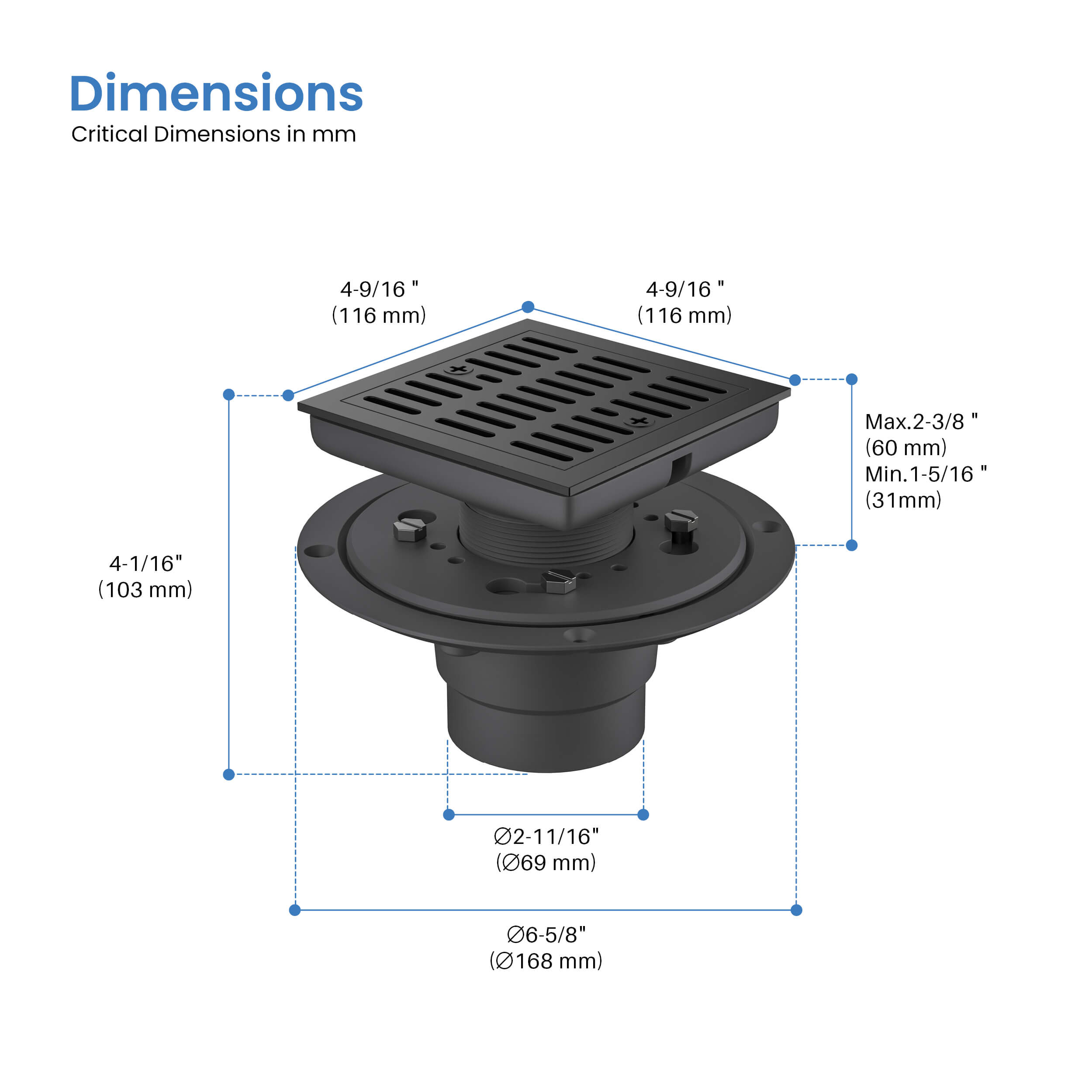 Casa 4" Tile-In Shower Drain - CFD-0402