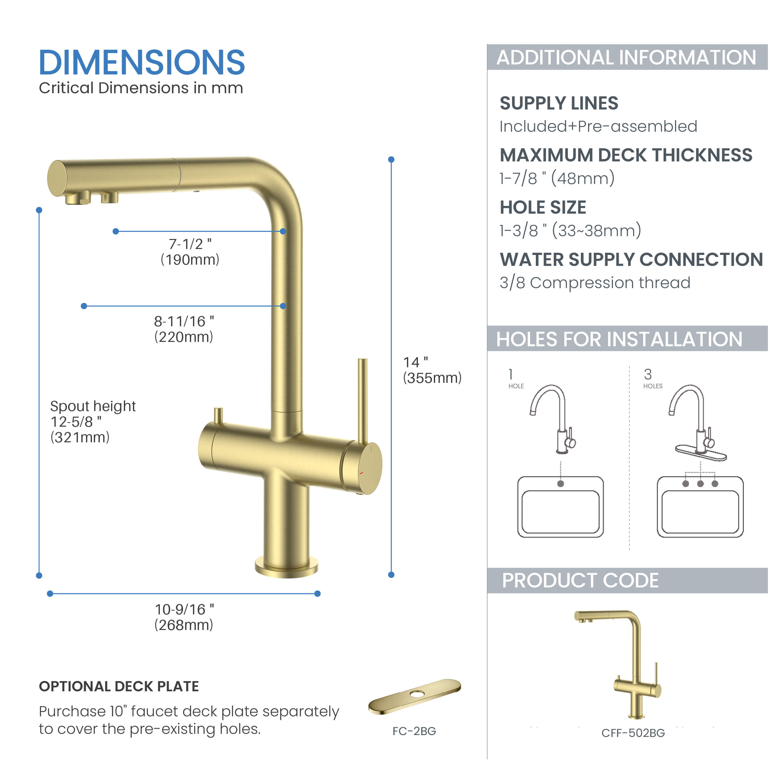 Halo 2-in-1 Pull Out Kitchen Filtration Faucet - CFF-502