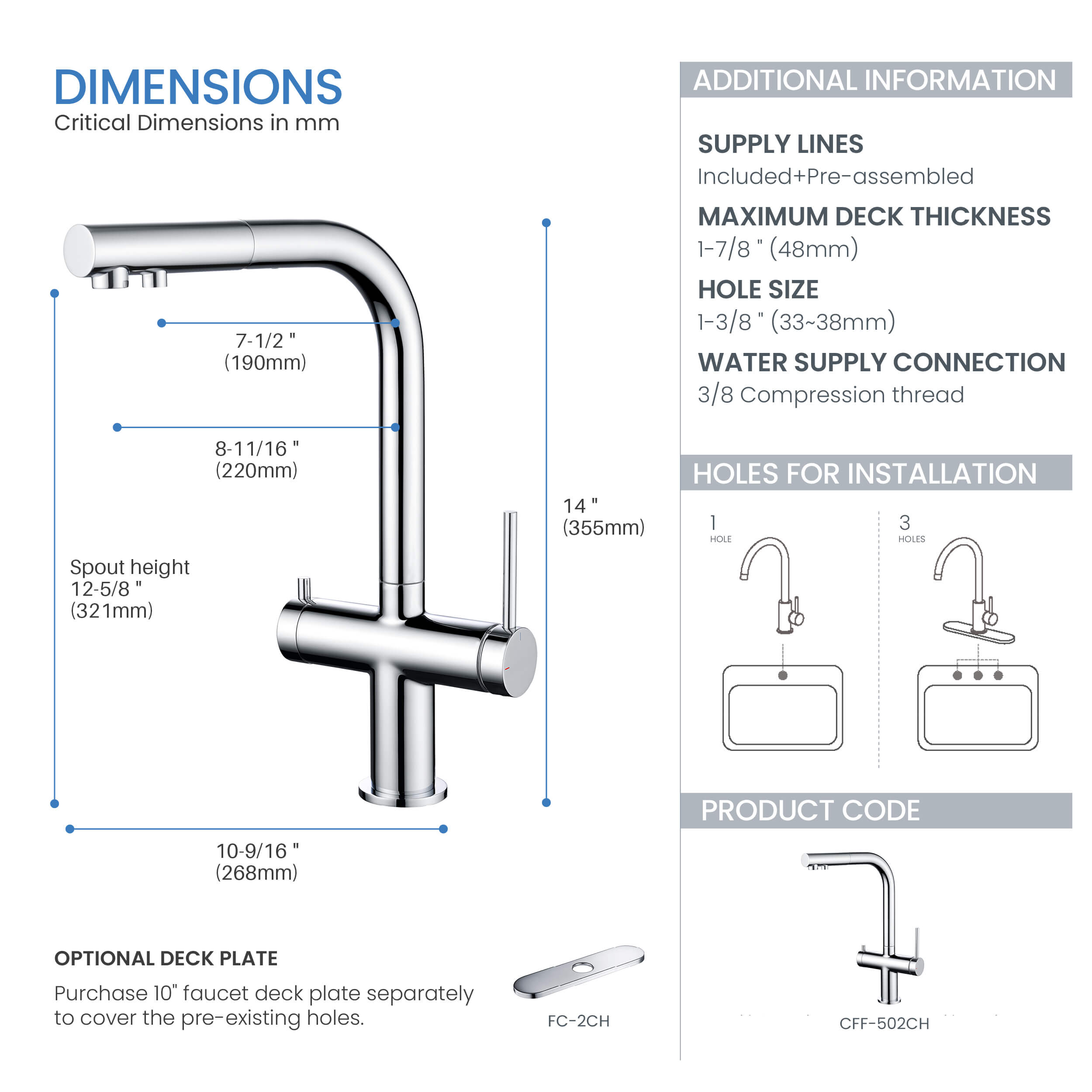 Halo 2-in-1 Pull Out Kitchen Filtration Faucet - CFF-502