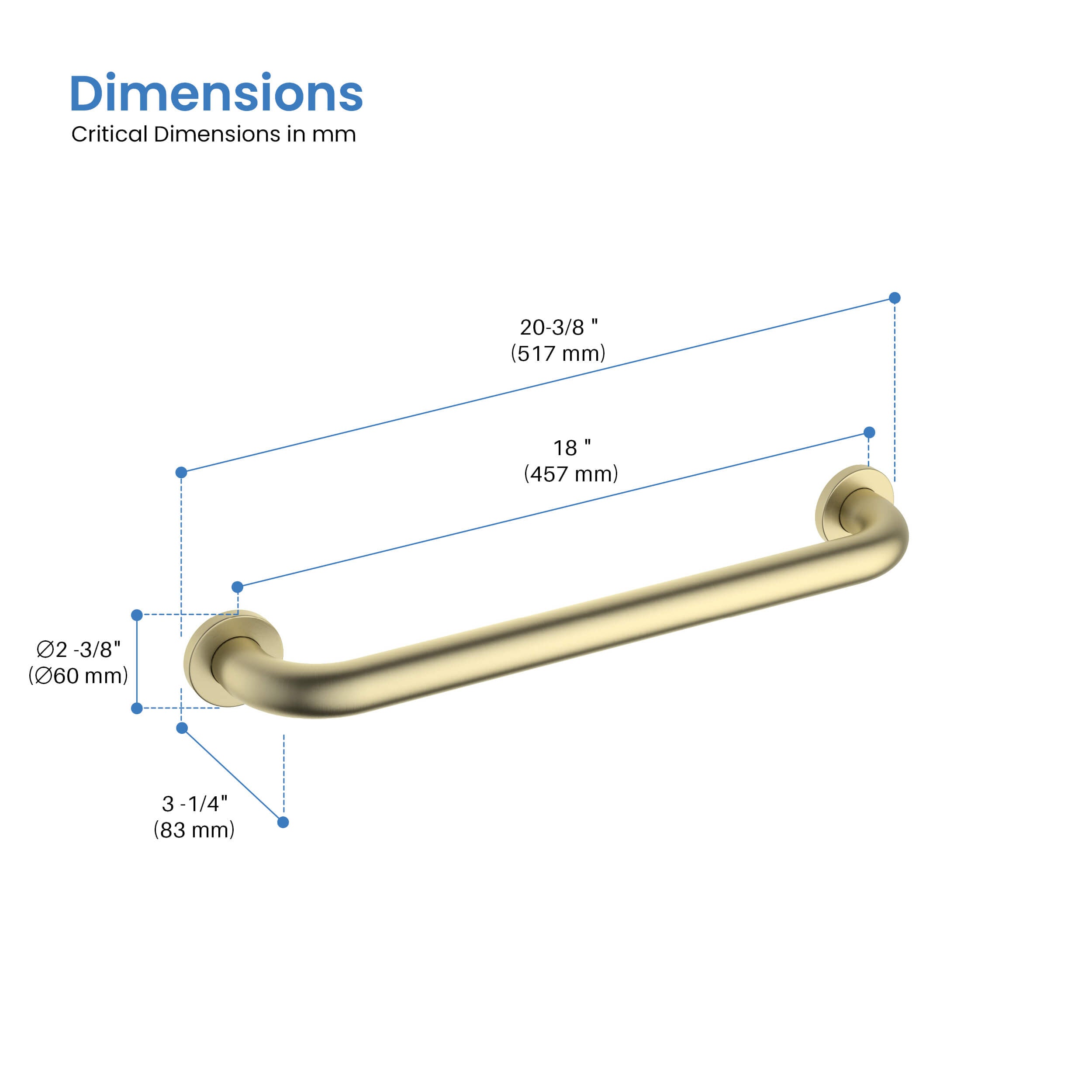 Halo 18" Stainless Steel Bathroom Safety Grab Bar - CGB-1018