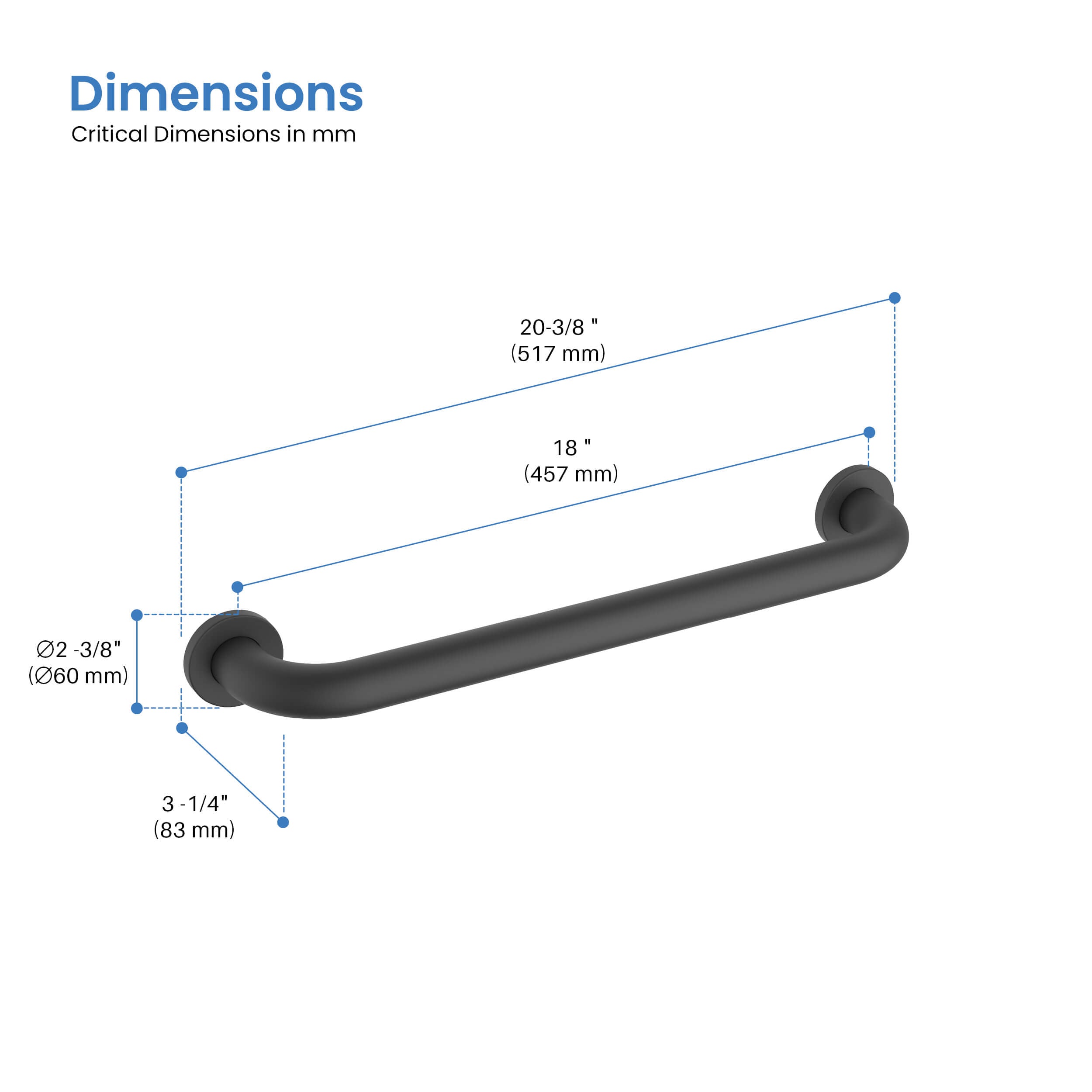 Halo 18" Stainless Steel Bathroom Safety Grab Bar - CGB-1018