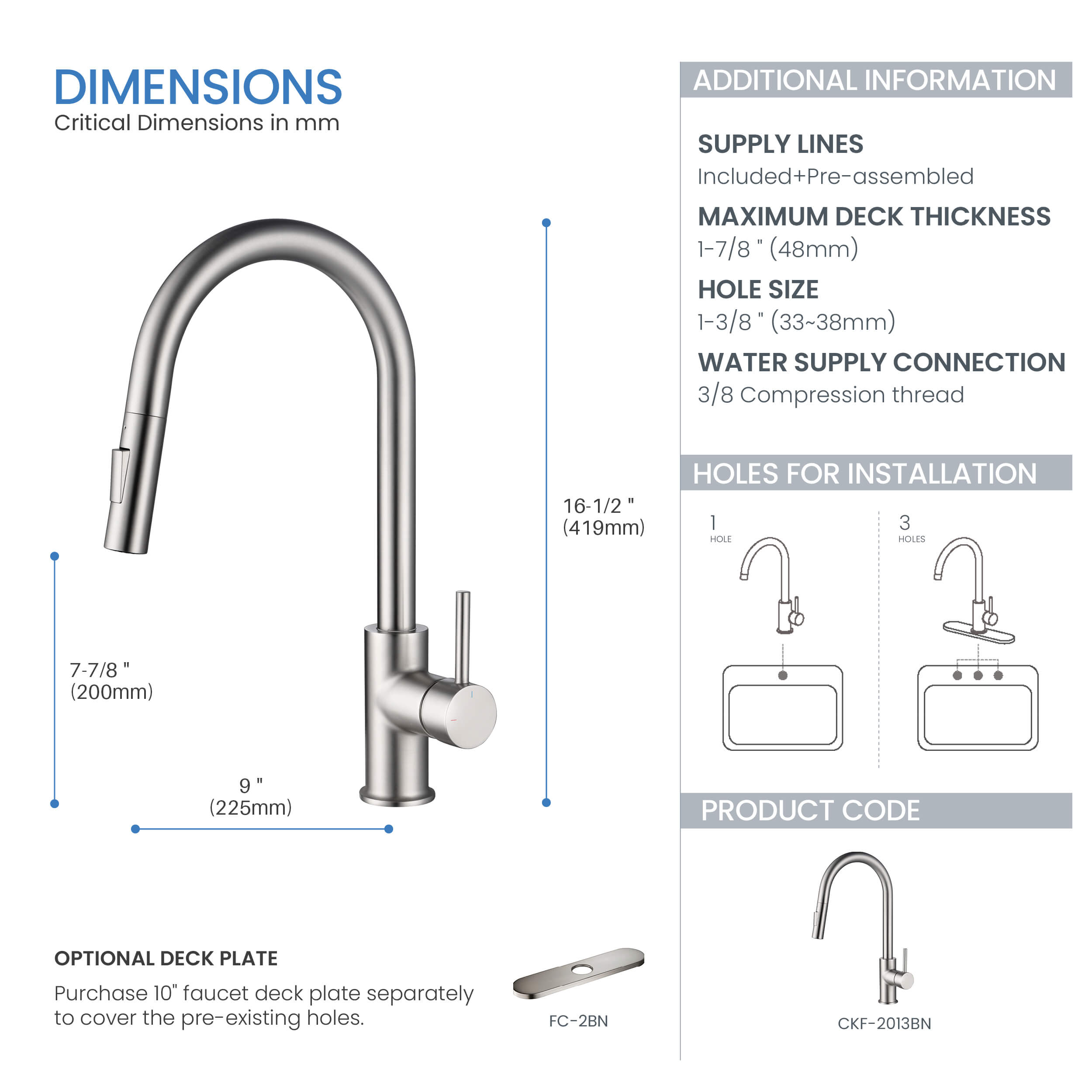 Halo Single Handle Pull Down Kitchen Faucet - CKF-2013