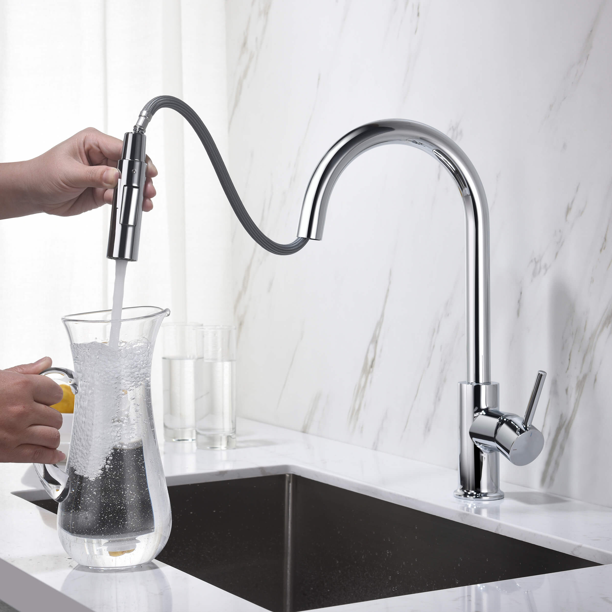 Halo Single Handle Pull Down Kitchen Faucet - CKF-2013