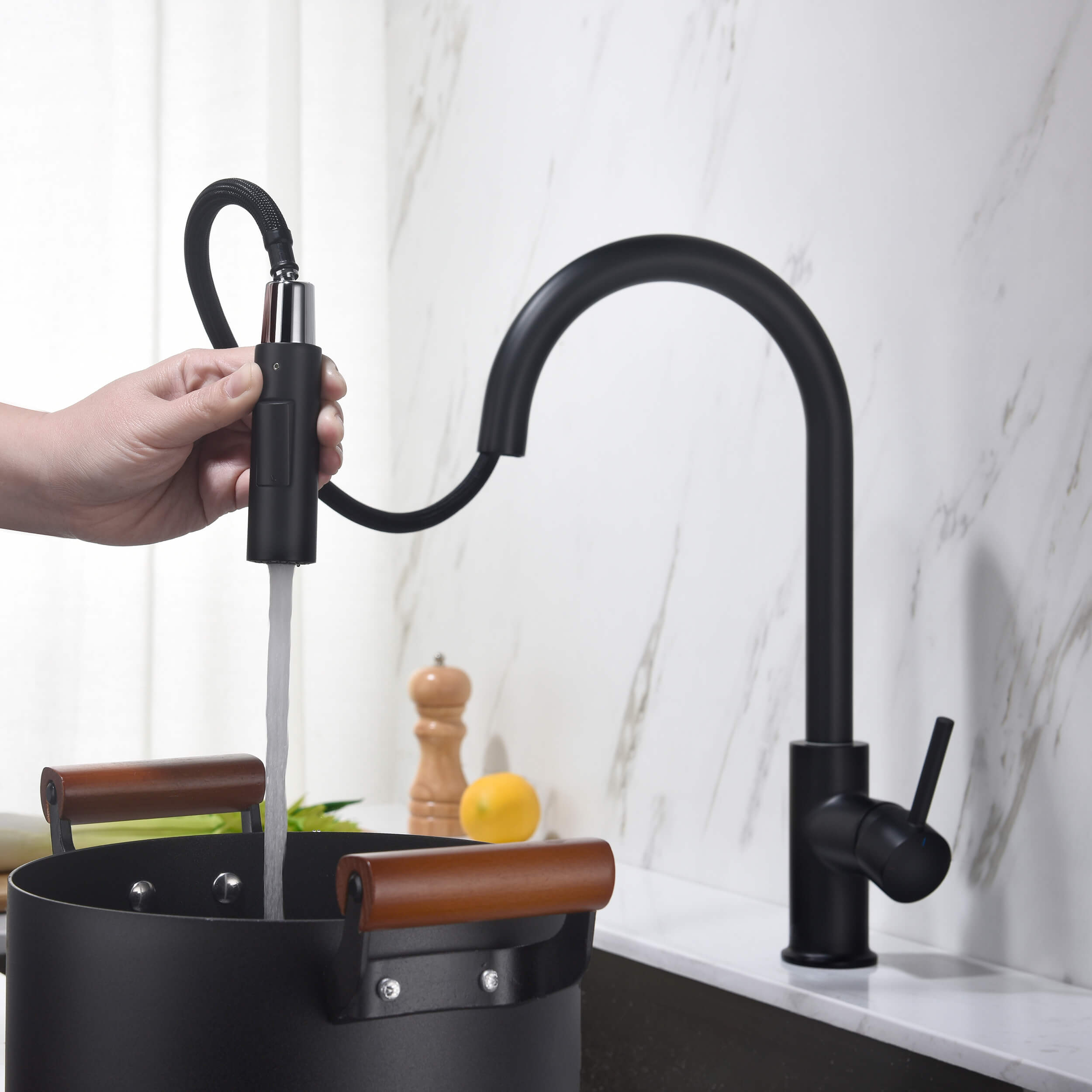 Halo Single Handle Pull Down Kitchen Faucet - CKF-2013