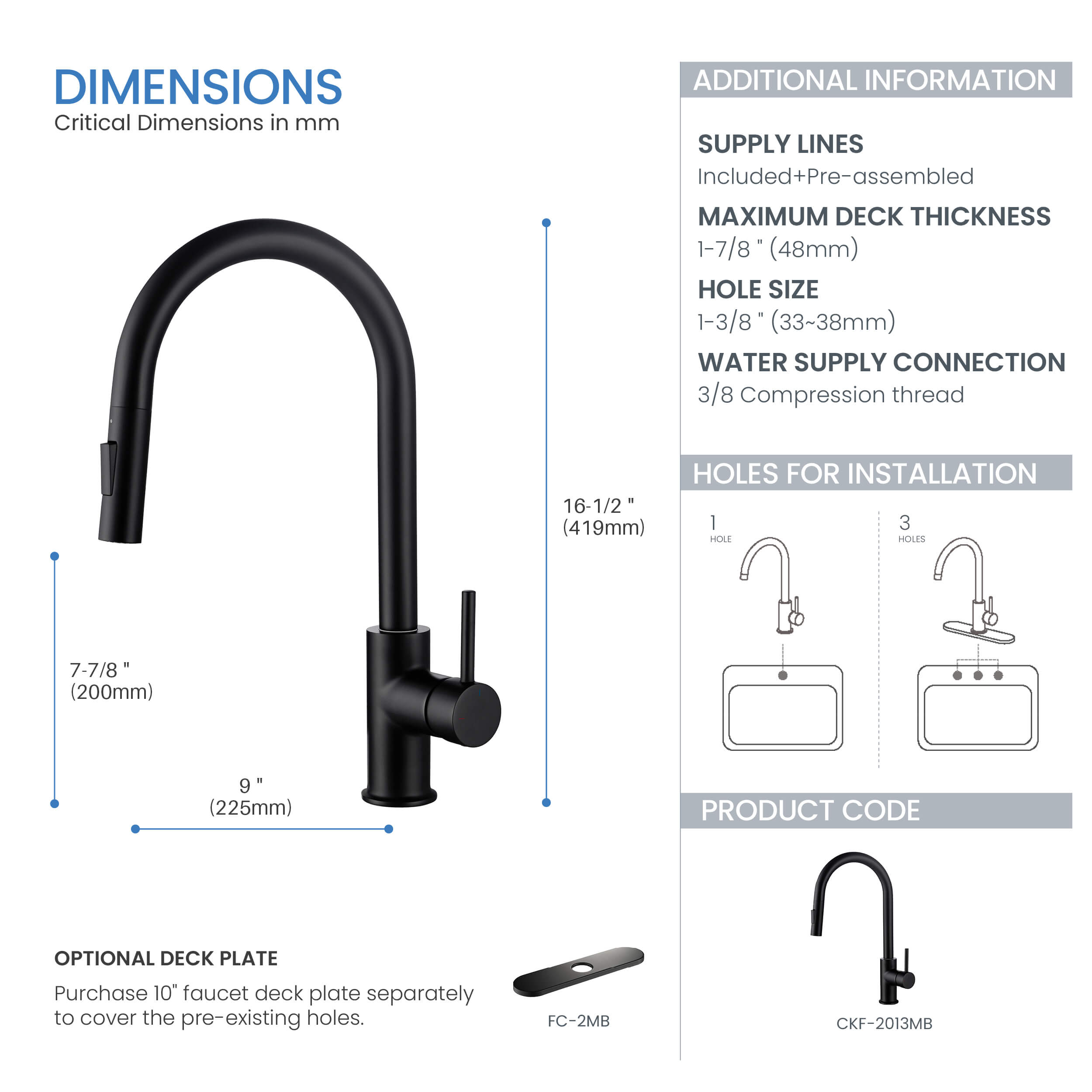 Halo Single Handle Pull Down Kitchen Faucet - CKF-2013