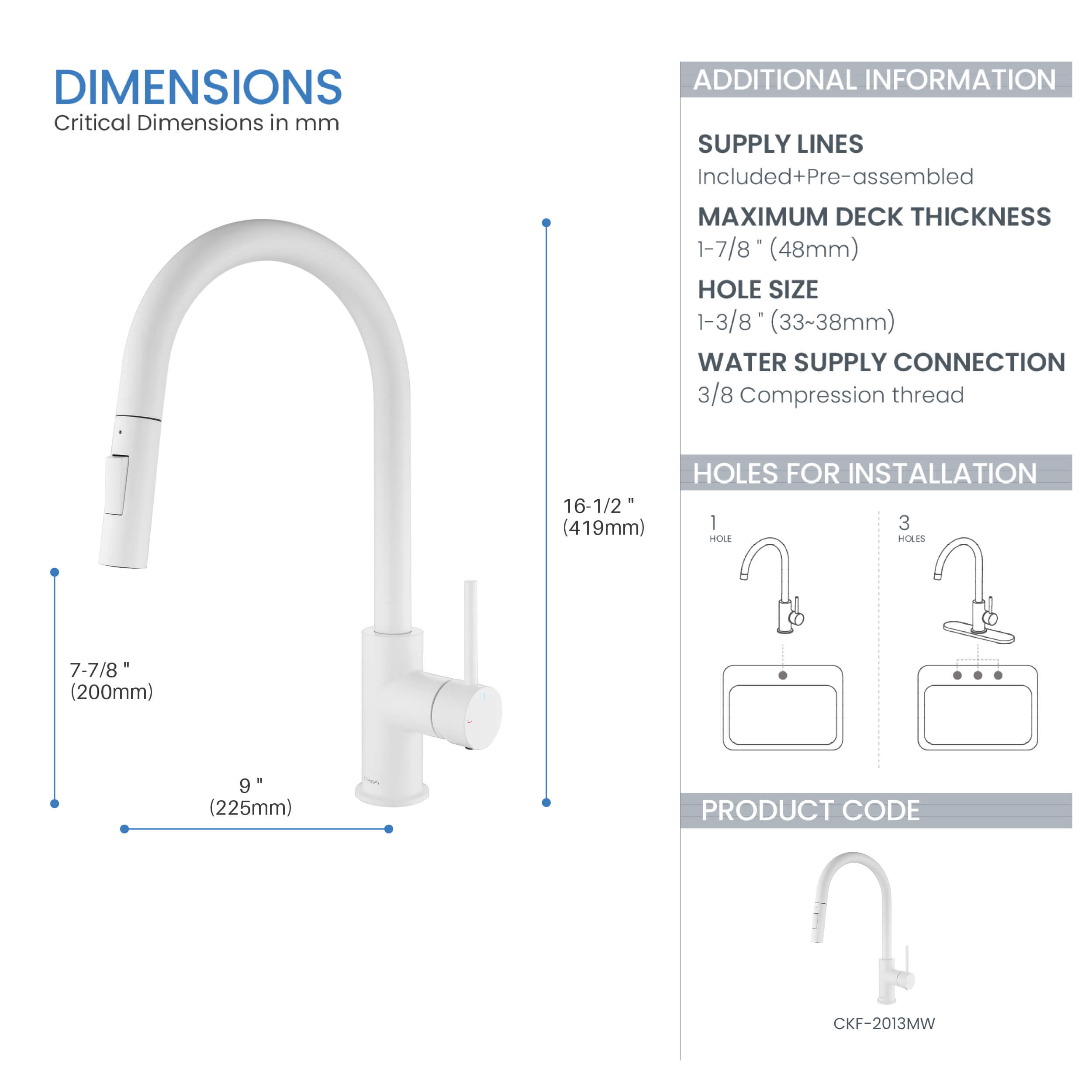 Halo Single Handle Pull Down Kitchen Faucet - CKF-2013