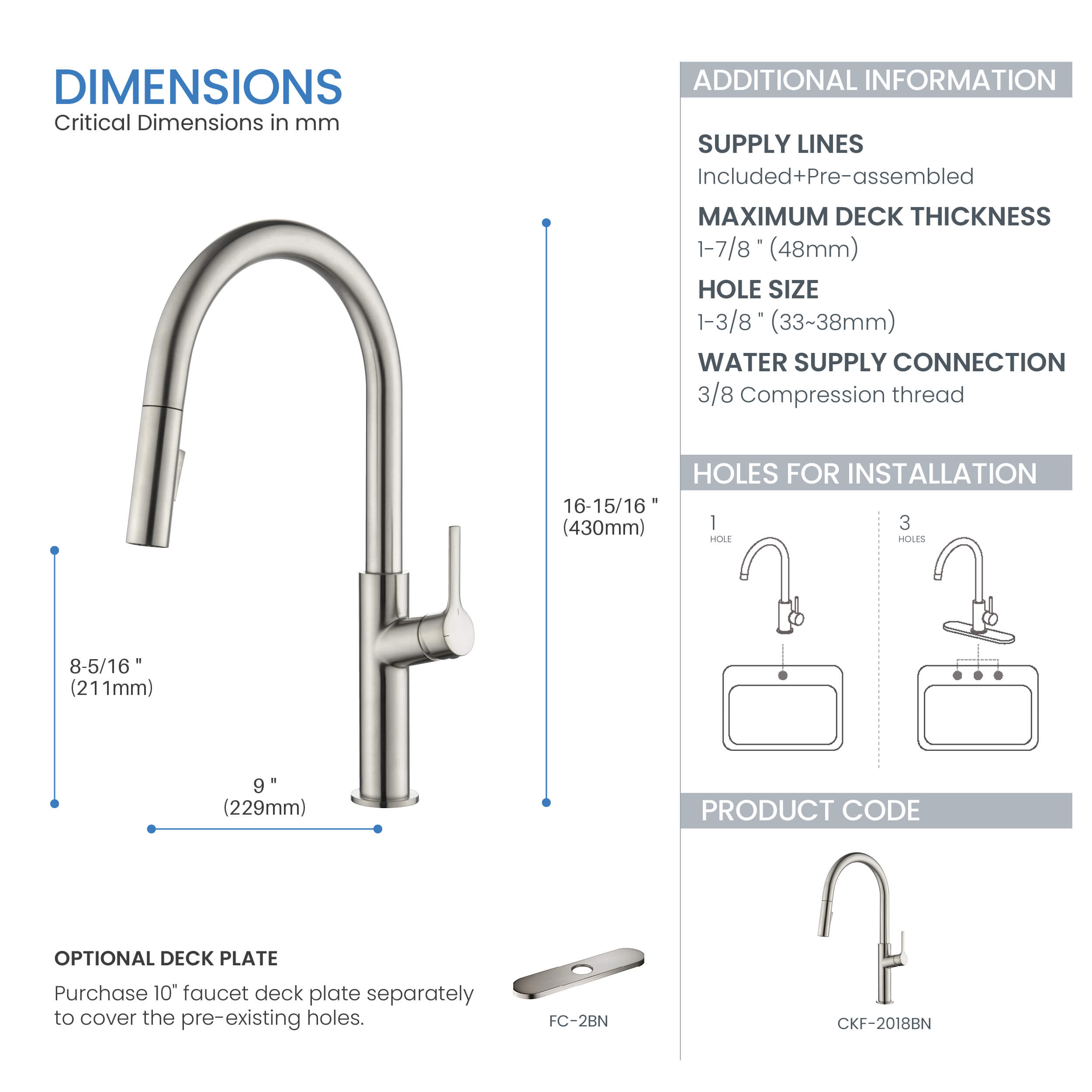 Neo Single Handle Pull Down Kitchen Sink Faucet - CKF-2018