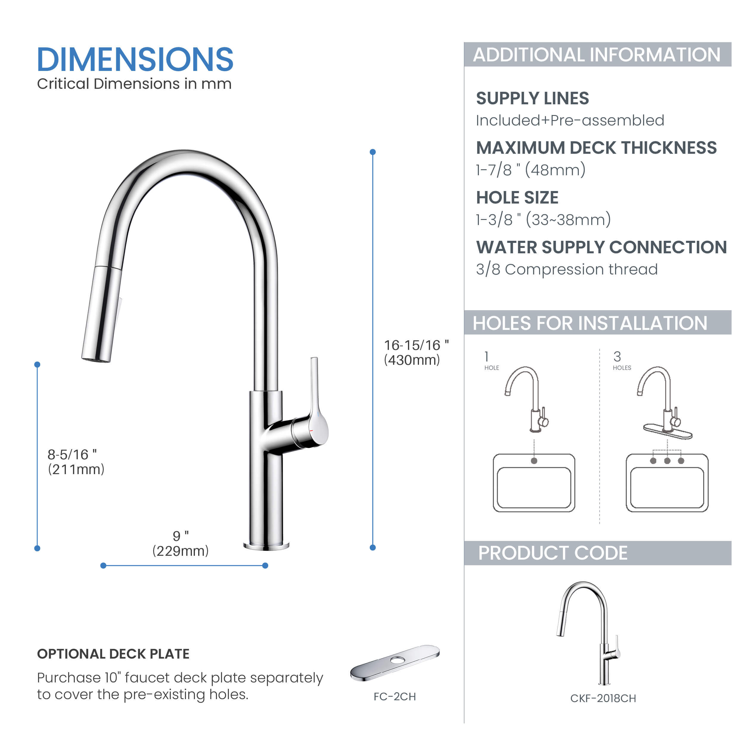 Neo Single Handle Pull Down Kitchen Sink Faucet - CKF-2018