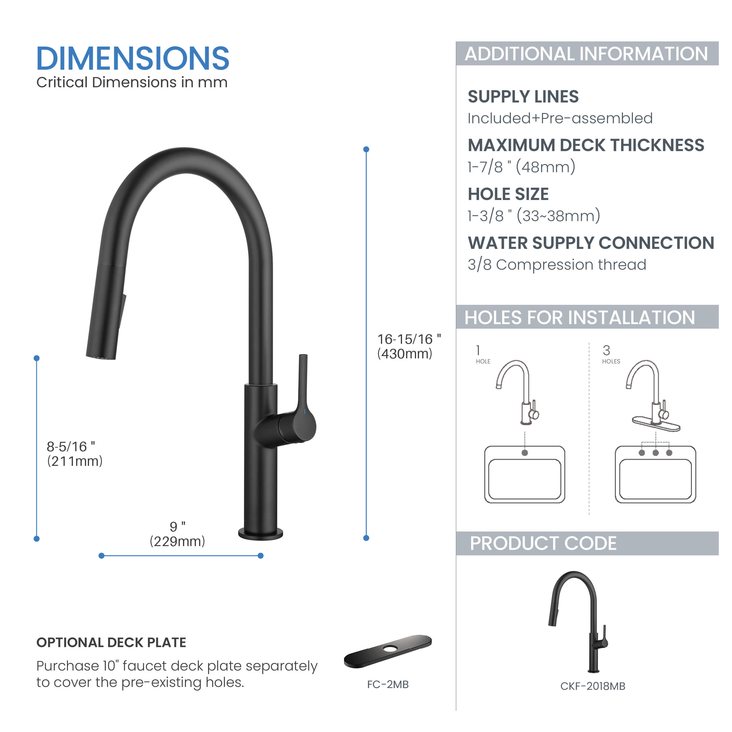 Neo Single Handle Pull Down Kitchen Sink Faucet - CKF-2018