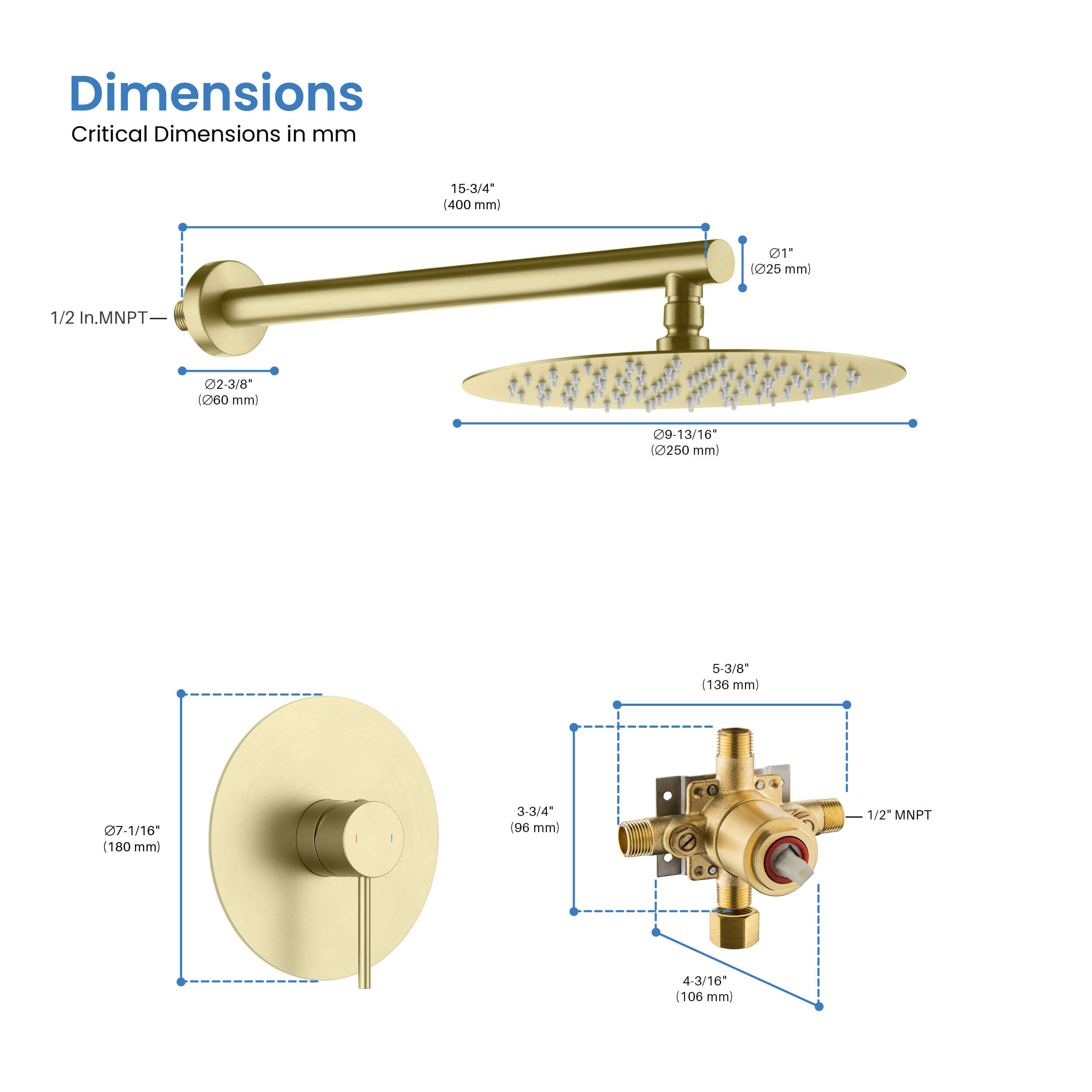 Halo Pressure Balanced Single Function Wall Mount Shower System with Rough-In Valve - CSF-4007