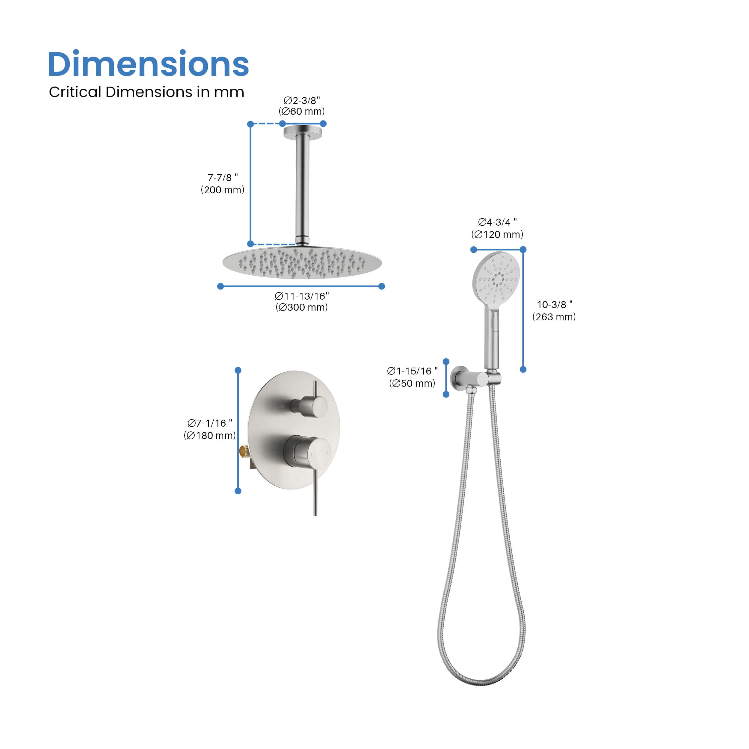 Halo Pressure Balanced 2-Function Ceiling Mount Shower System with Rough-in Valve - CSF-4008