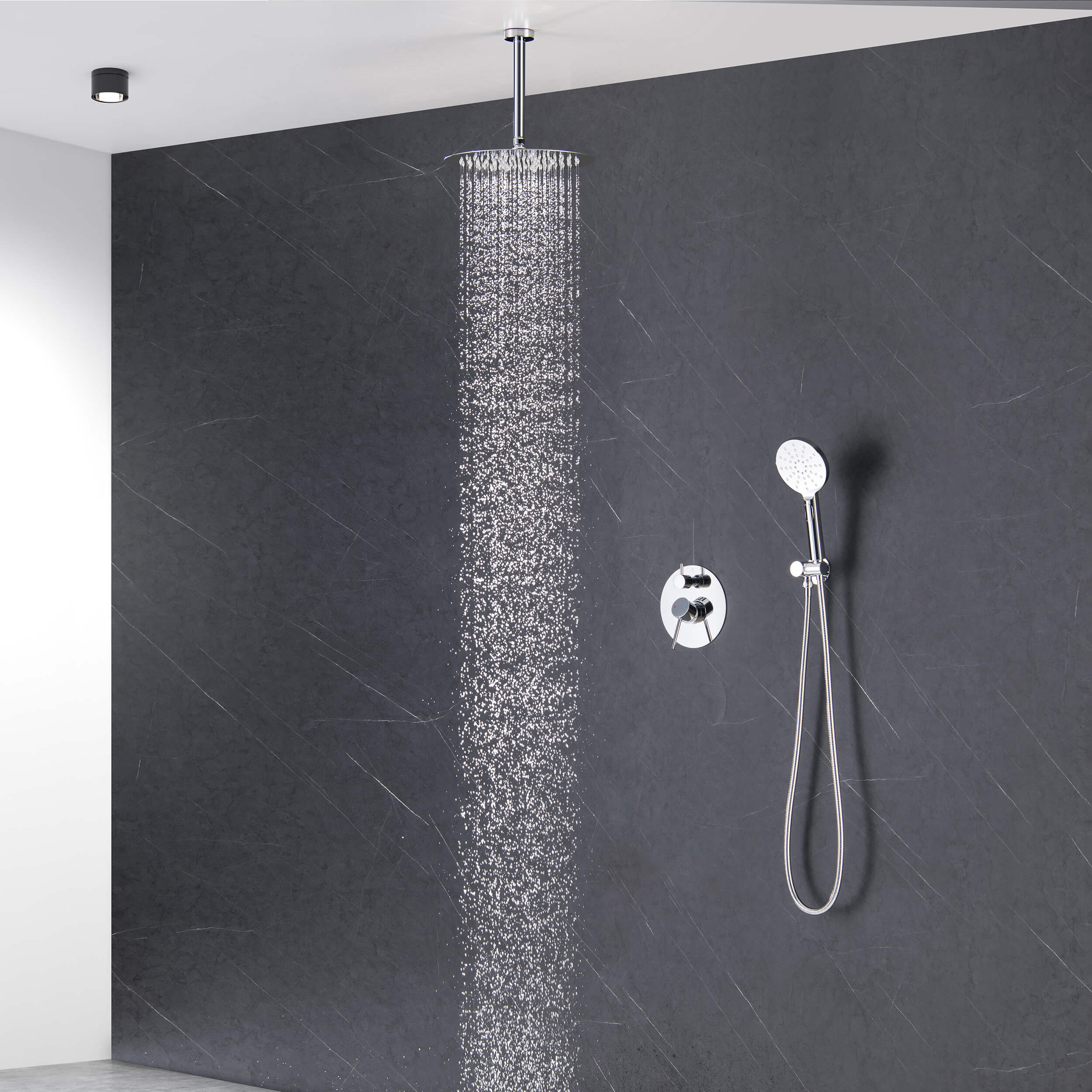 Halo Pressure Balanced 2-Function Ceiling Mount Shower System with Rough-in Valve - CSF-4008