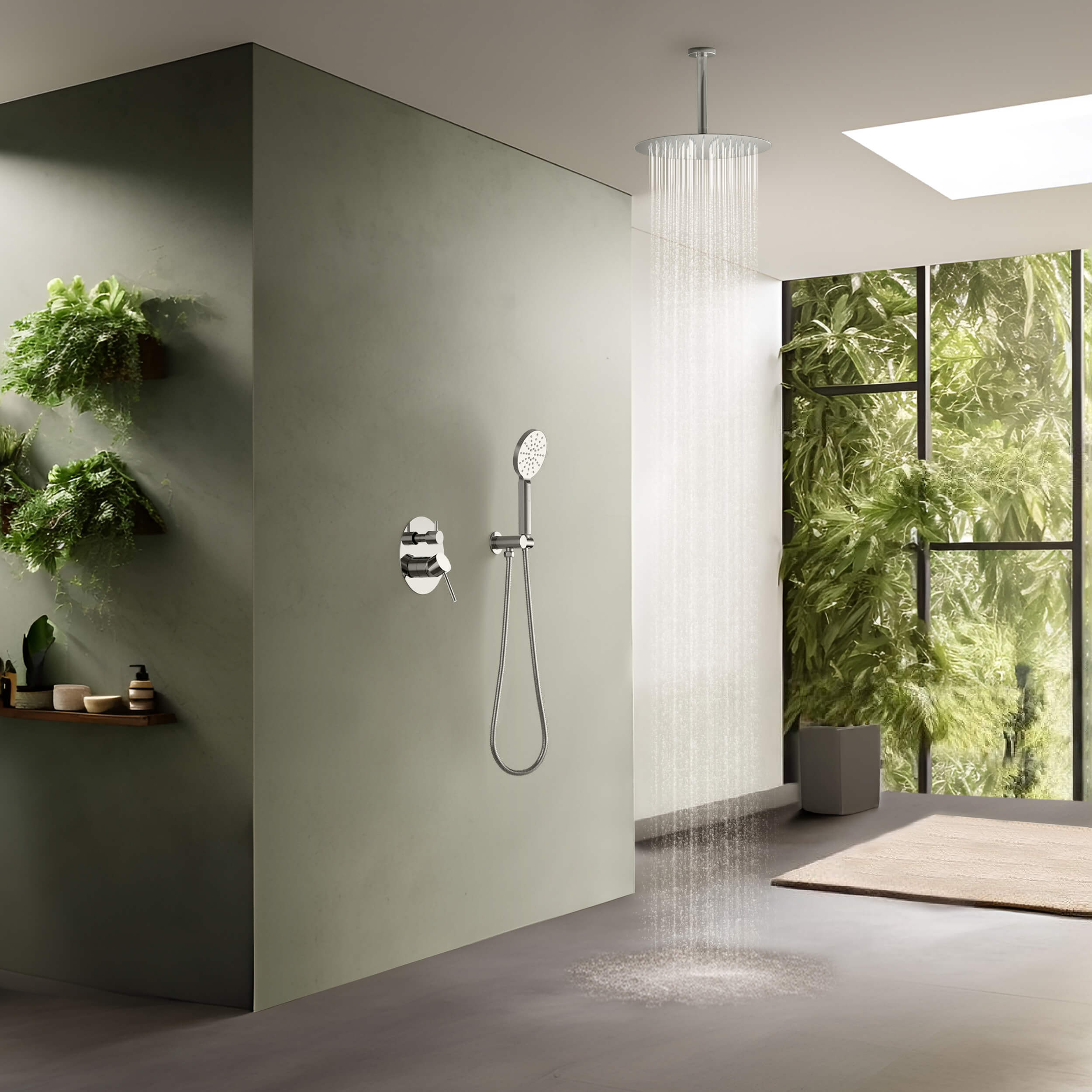 Halo Pressure Balanced 2-Function Ceiling Mount Shower System with Rough-in Valve - CSF-4008