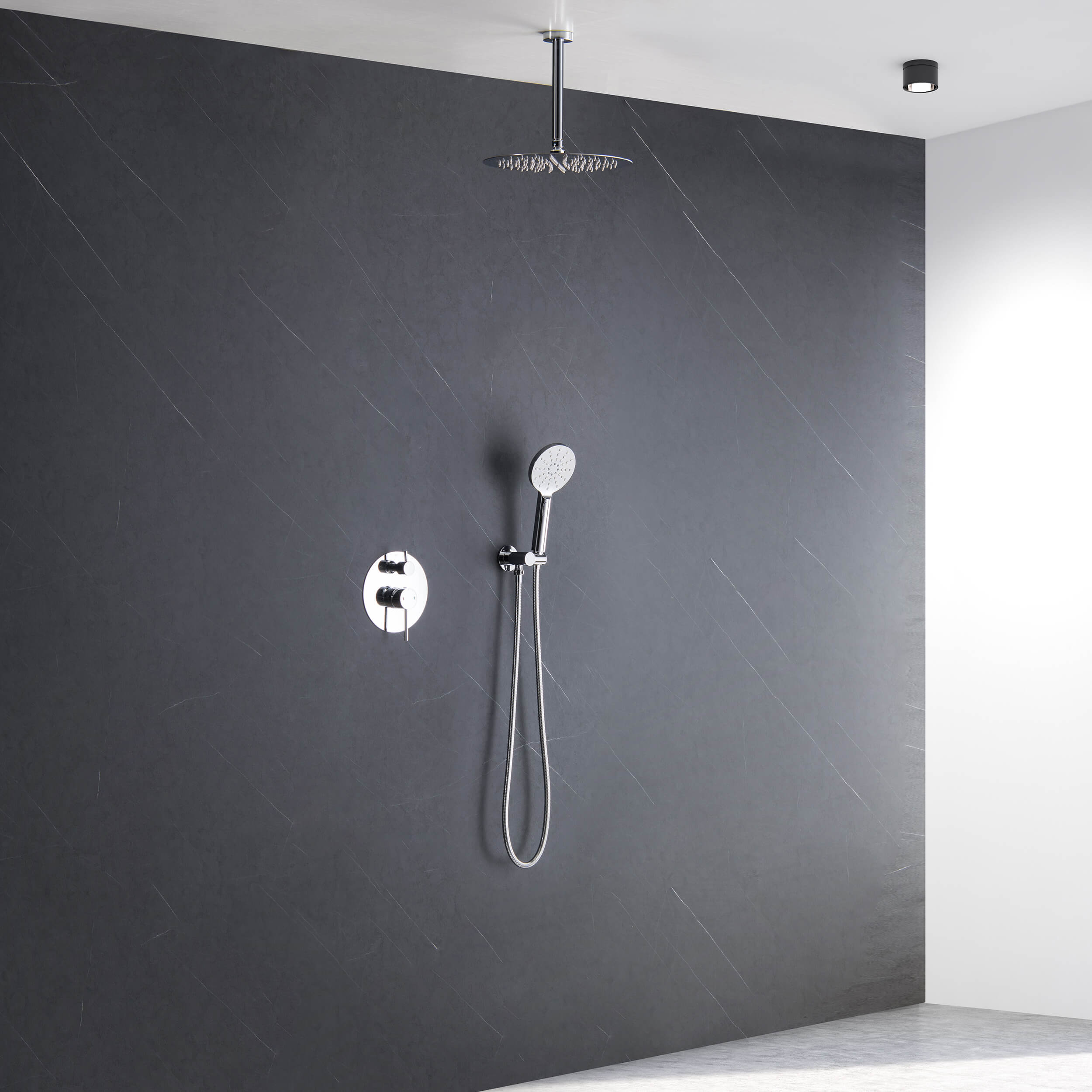 Halo Pressure Balanced 2-Function Ceiling Mount Shower System with Rough-in Valve - CSF-4008