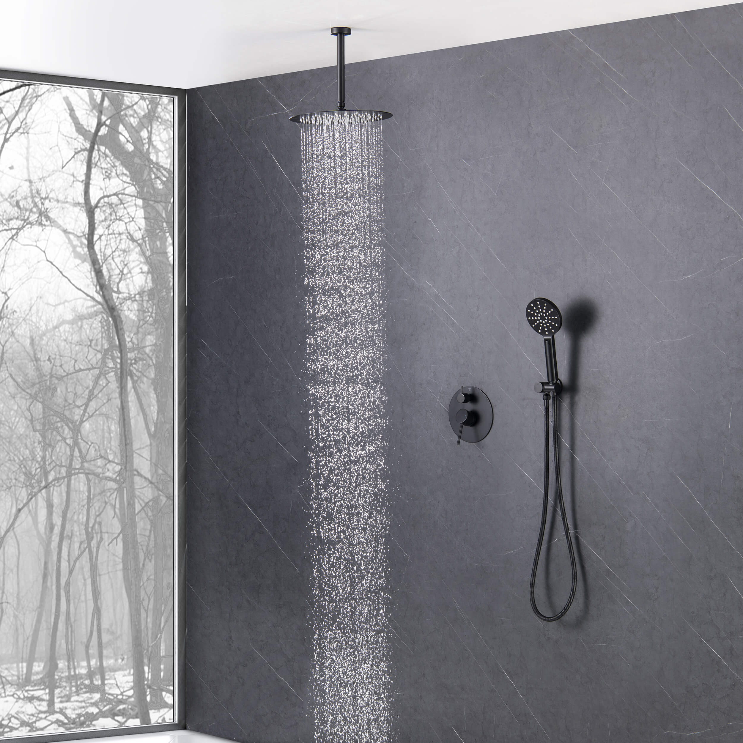 Halo Pressure Balanced 2-Function Ceiling Mount Shower System with Rough-in Valve - CSF-4008