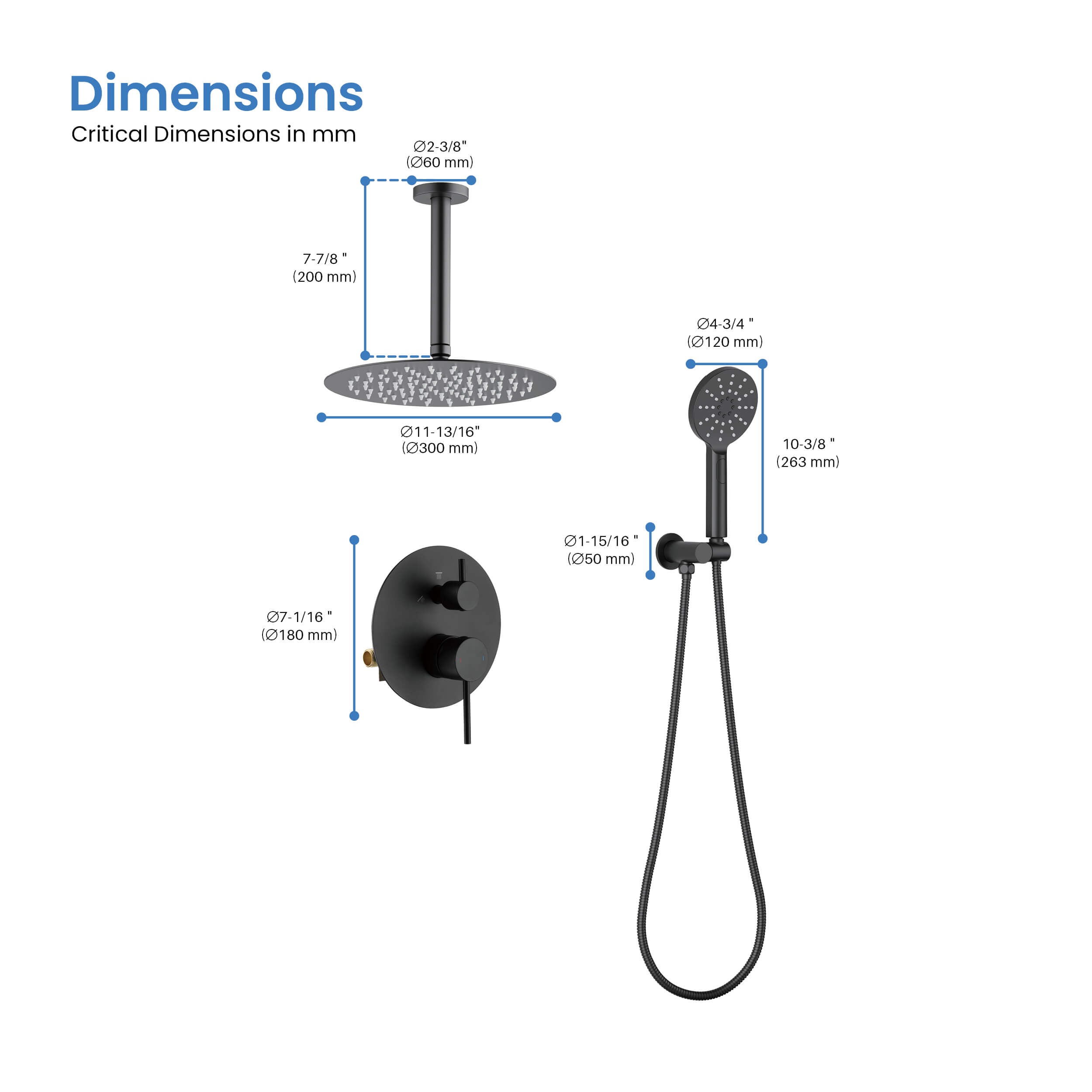 Halo Pressure Balanced 2-Function Ceiling Mount Shower System with Rough-in Valve - CSF-4008