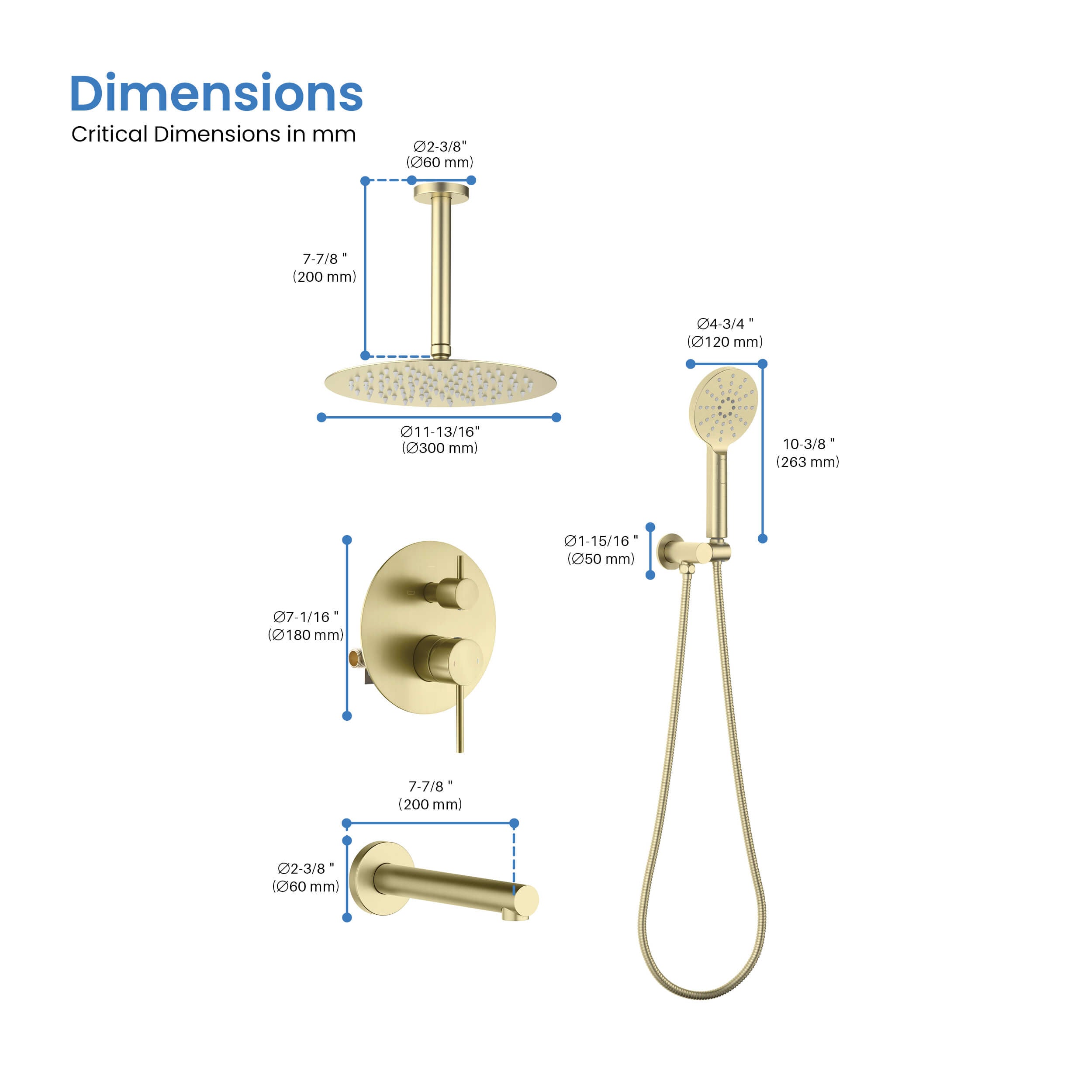 Halo Pressure Balanced 3-Function Ceiling Mount Shower System with Rough-in Valve - CSF-4009